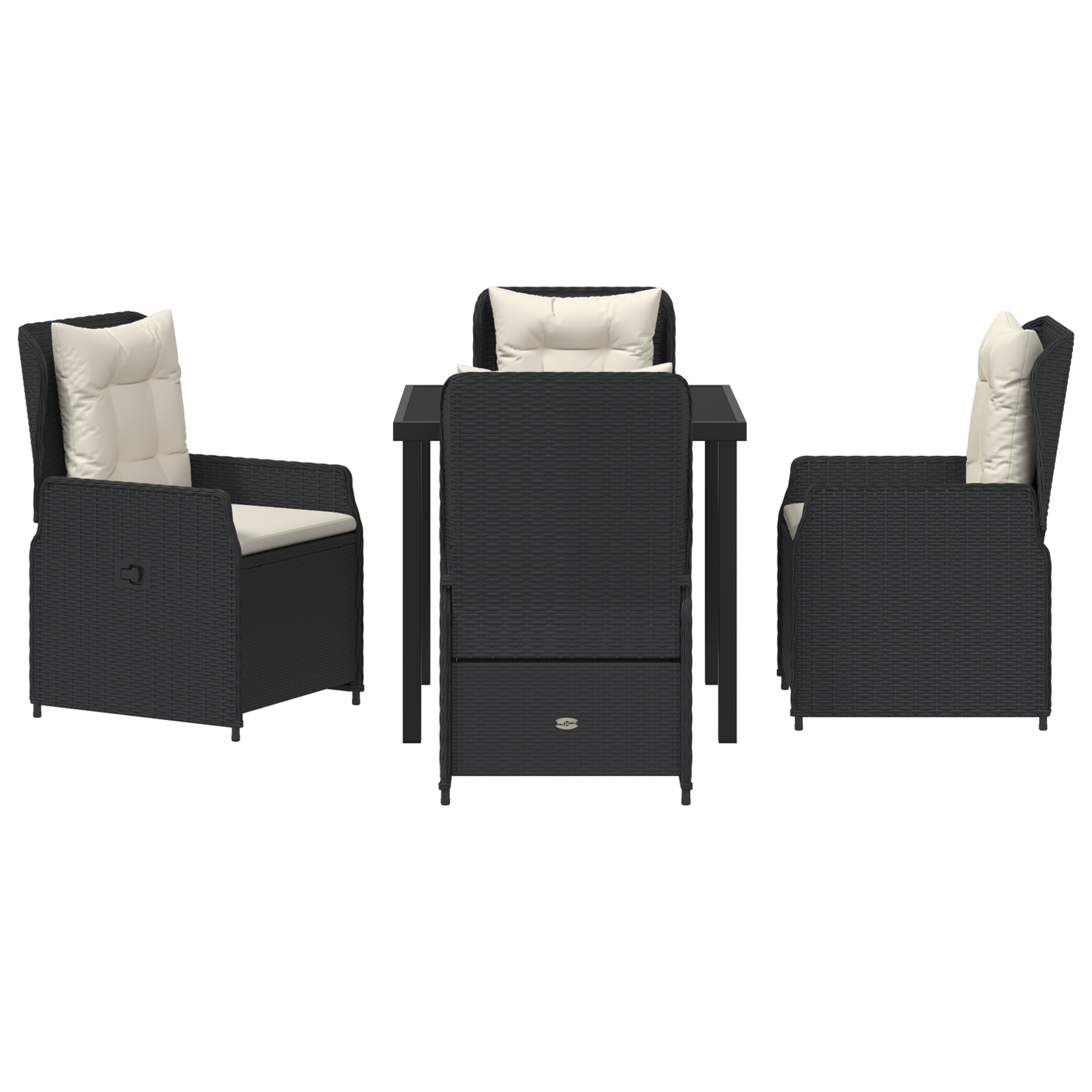 Set de dining pentru grădină 5 piese Ratan Polimer Negru GartenMobel Dekor