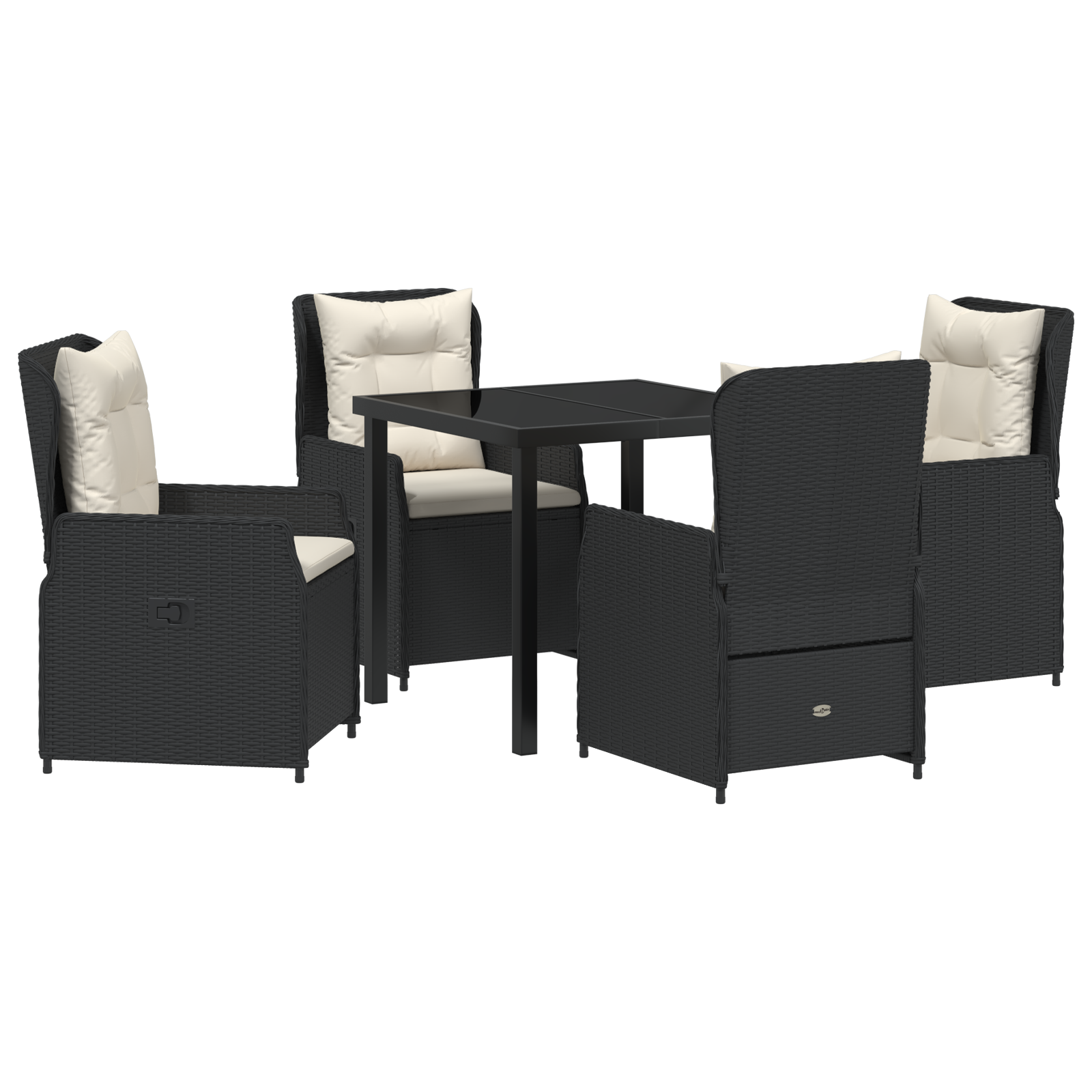 Set de dining pentru grădină 5 piese Ratan Polimer Negru GartenMobel Dekor