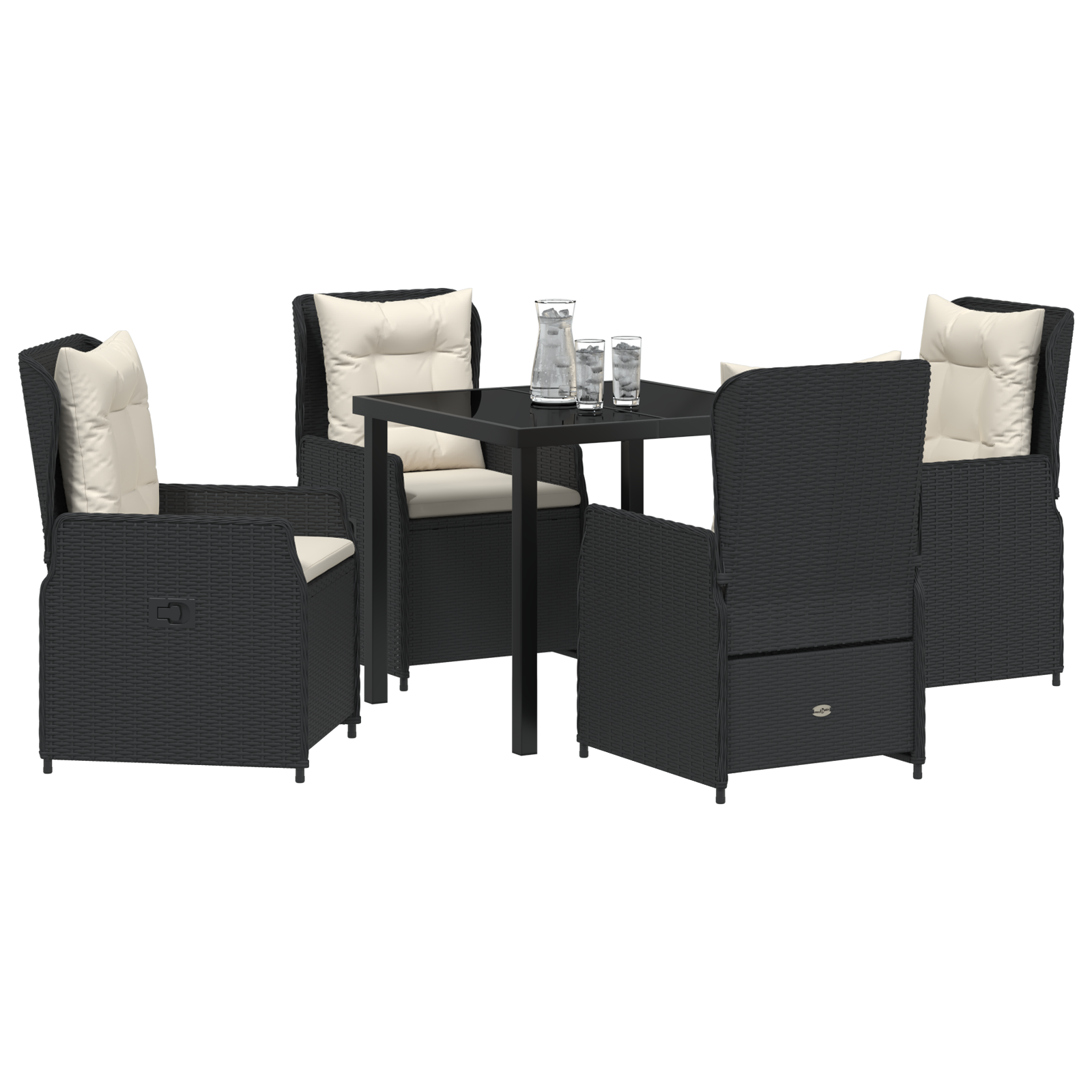 Set de dining pentru grădină 5 piese Ratan Polimer Negru GartenMobel Dekor