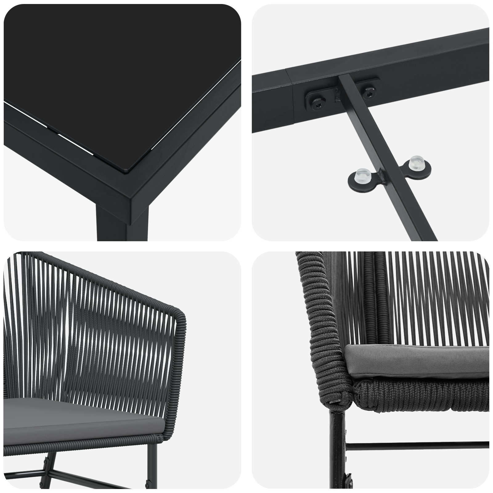 Set de dining pentru grădină 5 piese cu perne Negru Poliratan GartenMobel Dekor