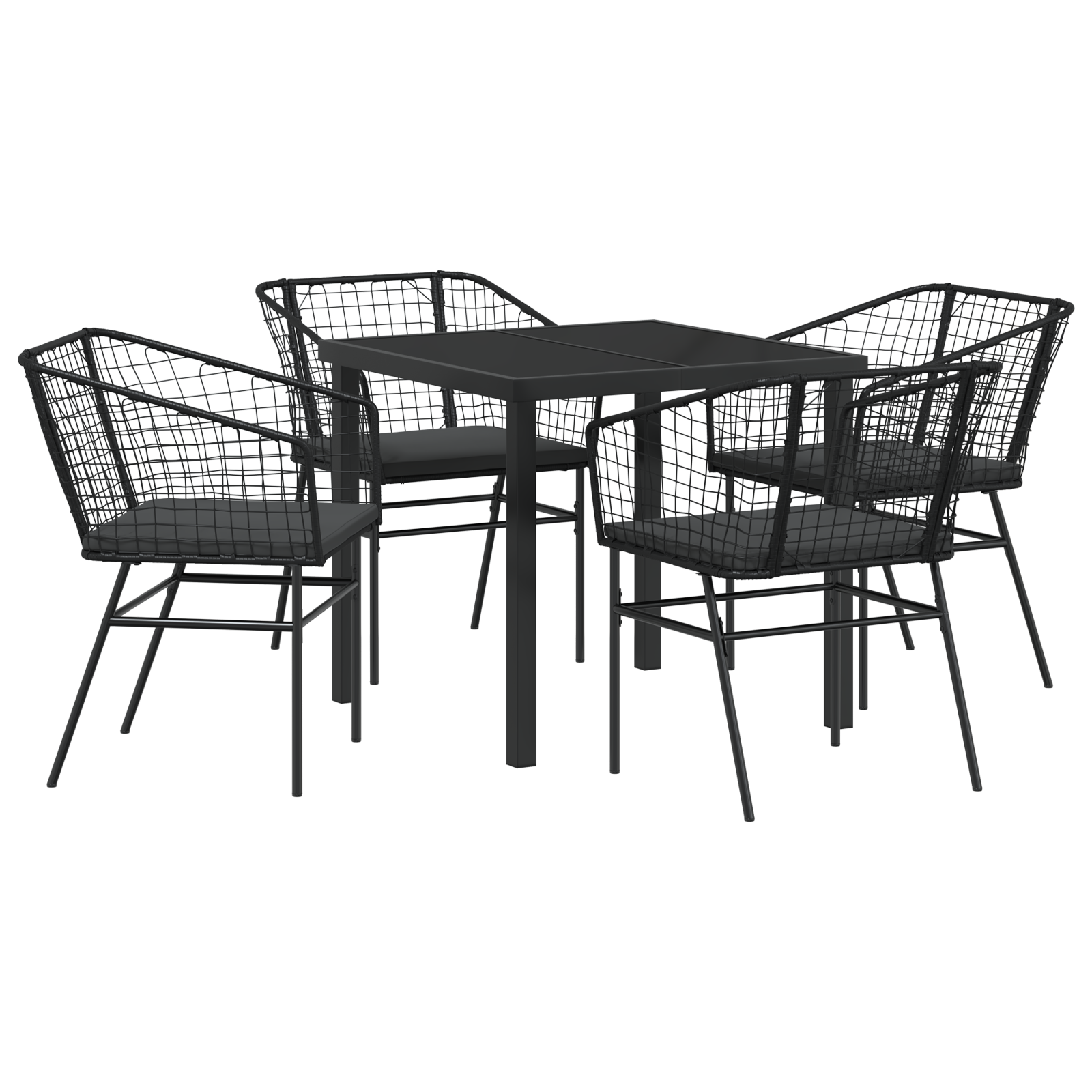 Set de dining pentru grădină 5 piese cu perne Negru Poliratan GartenMobel Dekor