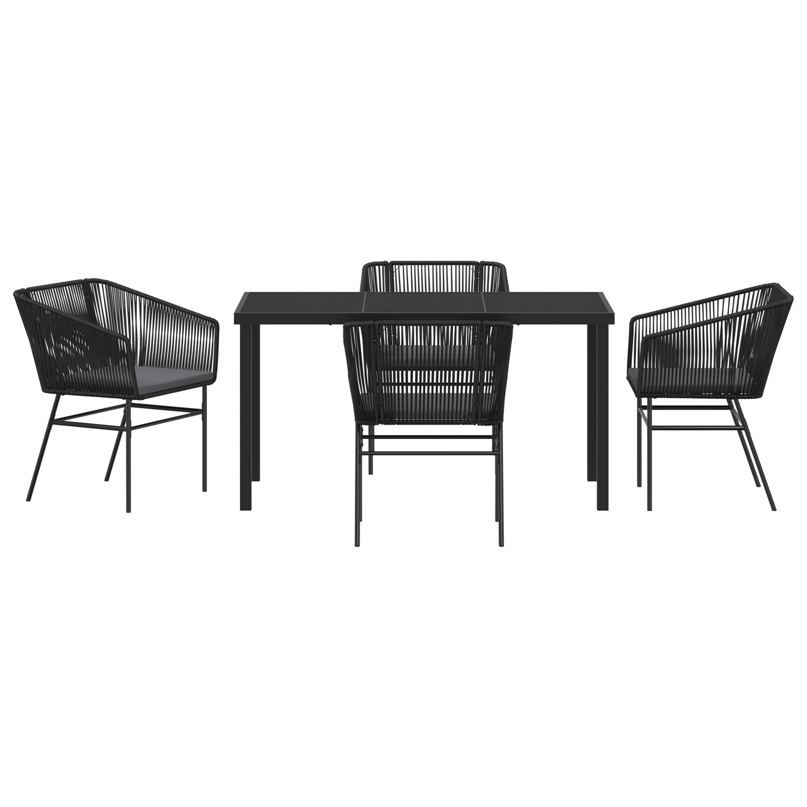 Set de dining pentru grădină 5 piese cu perne Negru Poliratan GartenMobel Dekor