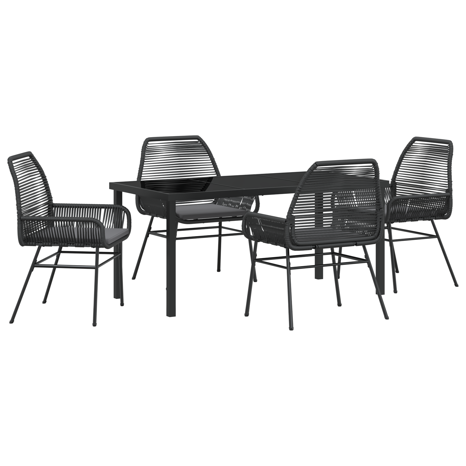 Set de dining pentru grădină 5 piese cu perne Ratan polimeric negru GartenMobel Dekor