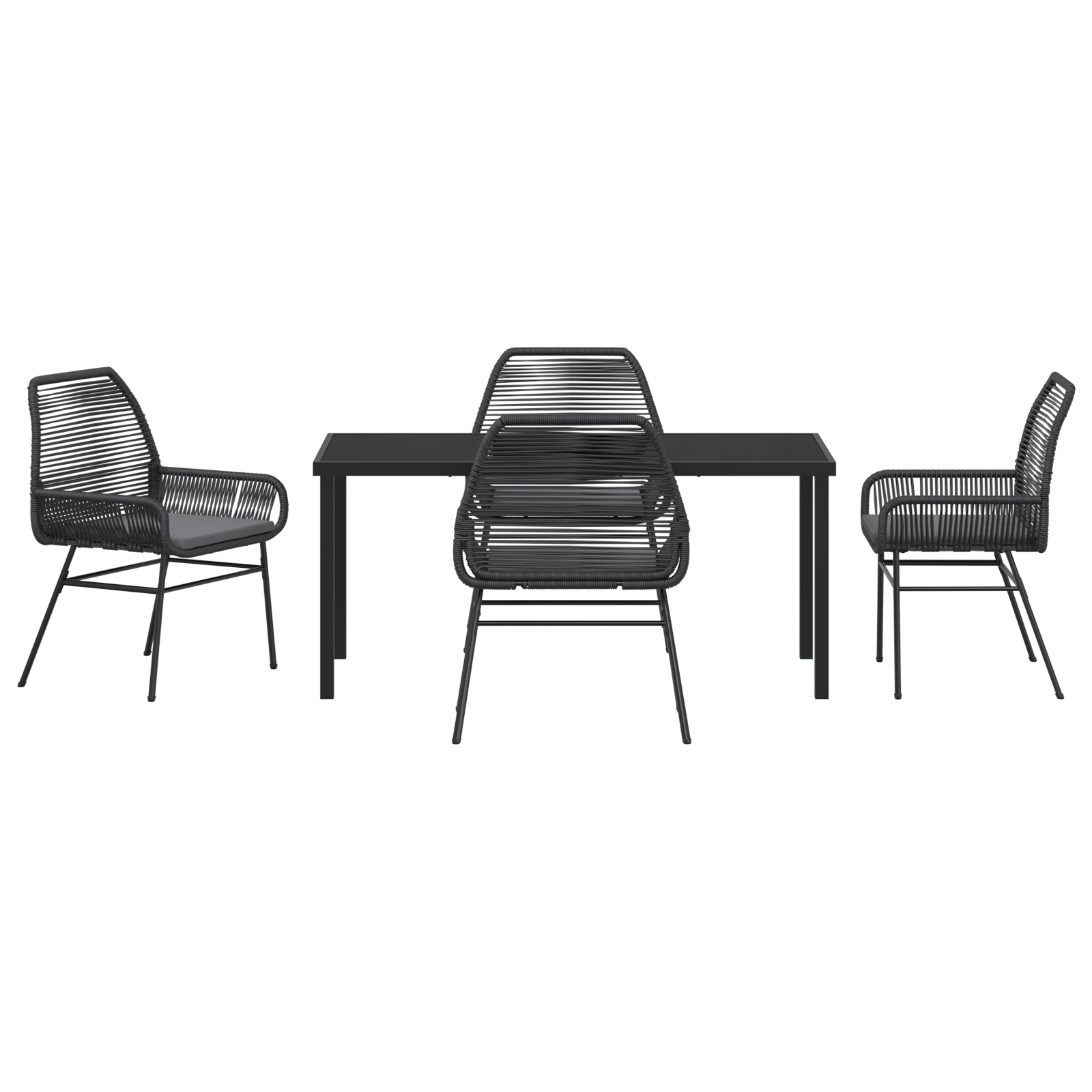 Set de dining pentru grădină 5 piese cu perne Ratan polimeric negru GartenMobel Dekor