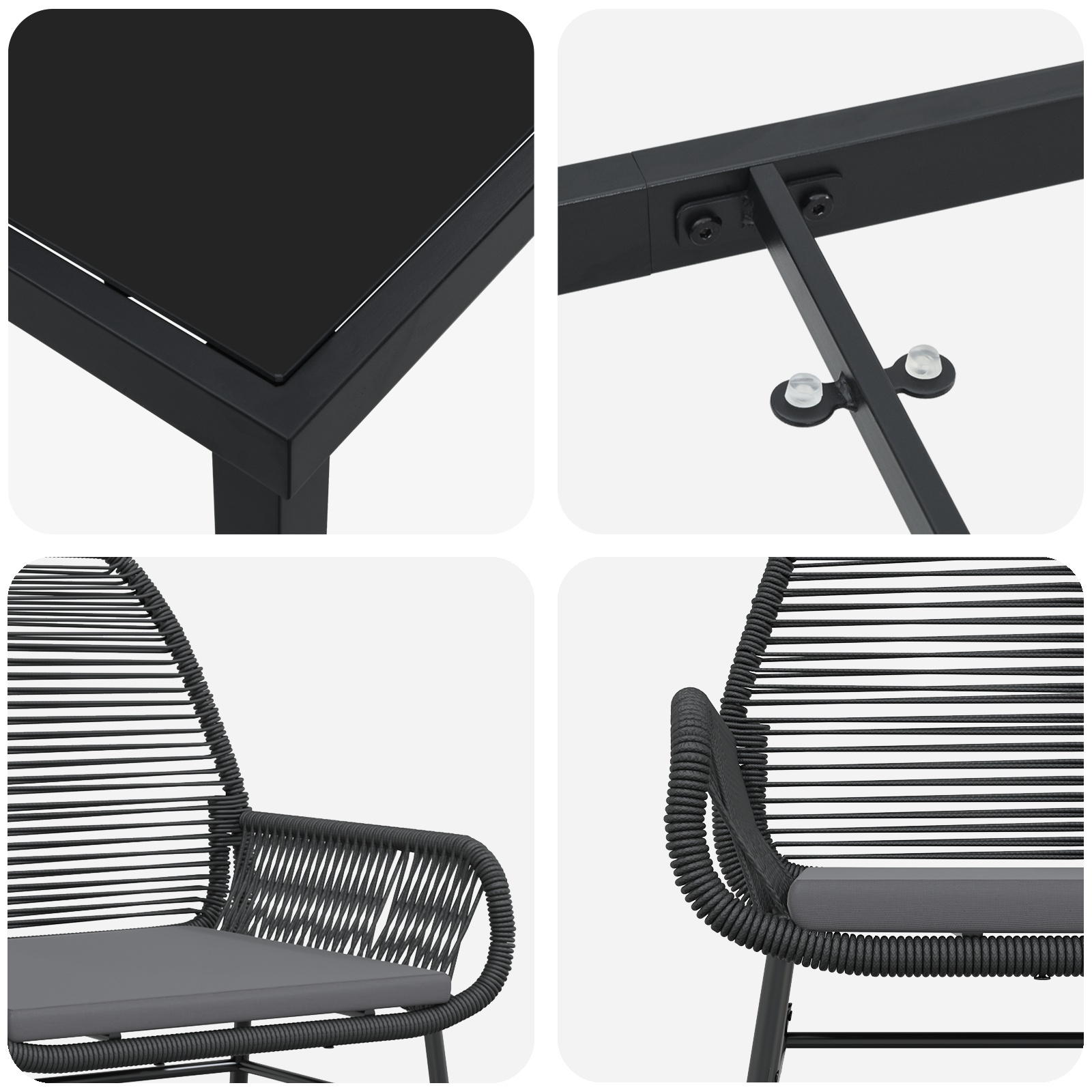 Set de dining pentru grădină 5 piese cu perne Ratan polimeric negru GartenMobel Dekor