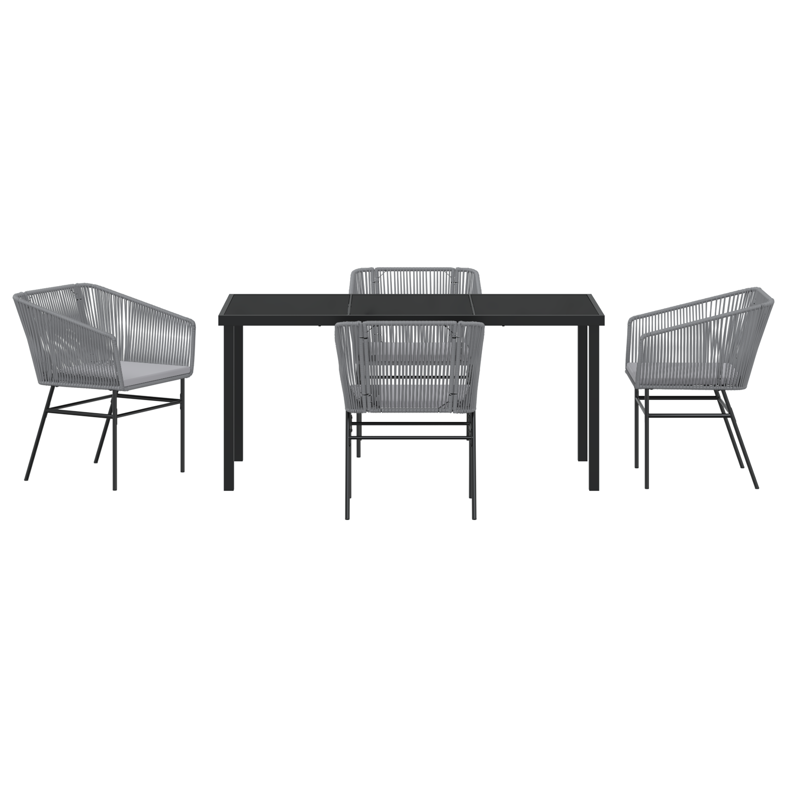 Set de dining pentru grădină cu 5 piese și perne Gri din Poliratan GartenMobel Dekor