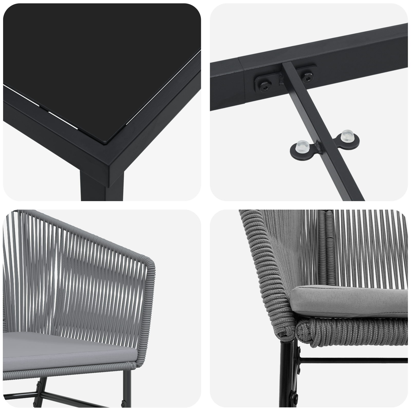 Set de dining pentru grădină cu 5 piese și perne Gri din Poliratan GartenMobel Dekor