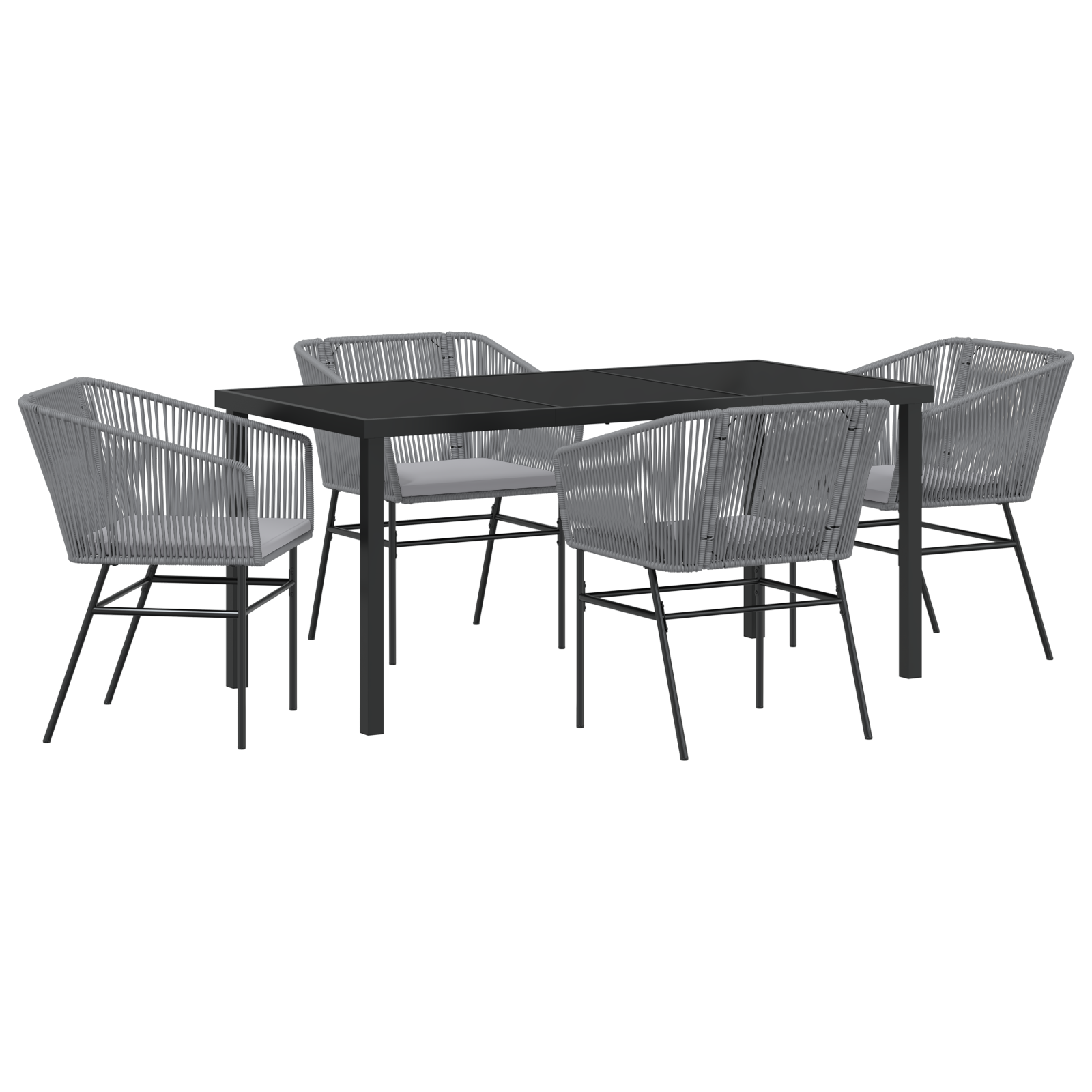 Set de dining pentru grădină cu 5 piese și perne Gri din Poliratan GartenMobel Dekor