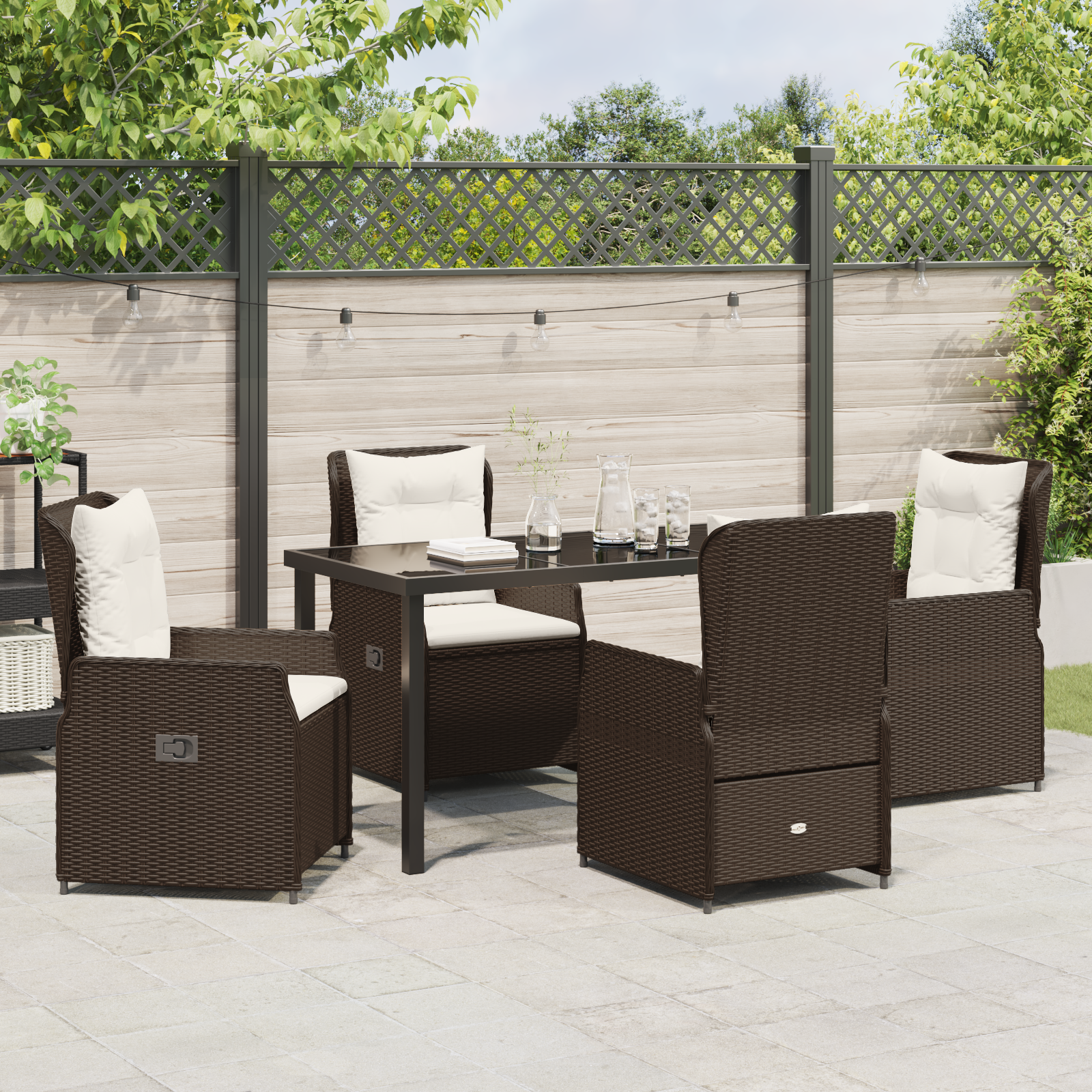 Set masă grădină 5 piese maro din poliratan GartenMobel Dekor