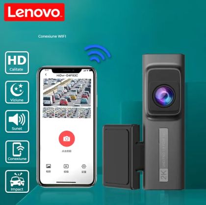 Camera DVR Lenovo S7 ecran 1.97 inch 4K fata si 1080 spate Wifi Starlight night vision carcasa metal CarStore Technology