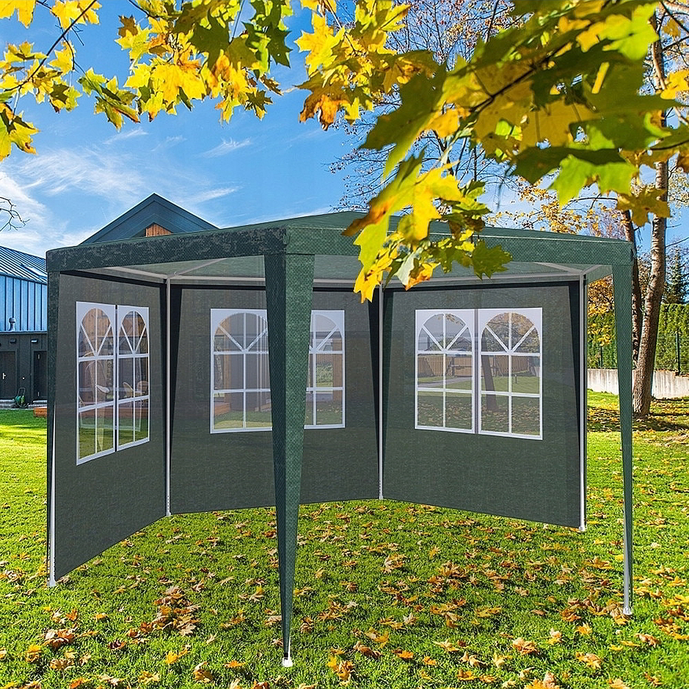 RESIGILAT - Cort Pavilion Hexagonal cu Diametru 4m, 6 Pereti Laterali, Usa si Ferestre pentru Petrecere, Evenimente, Curte sau Gradina