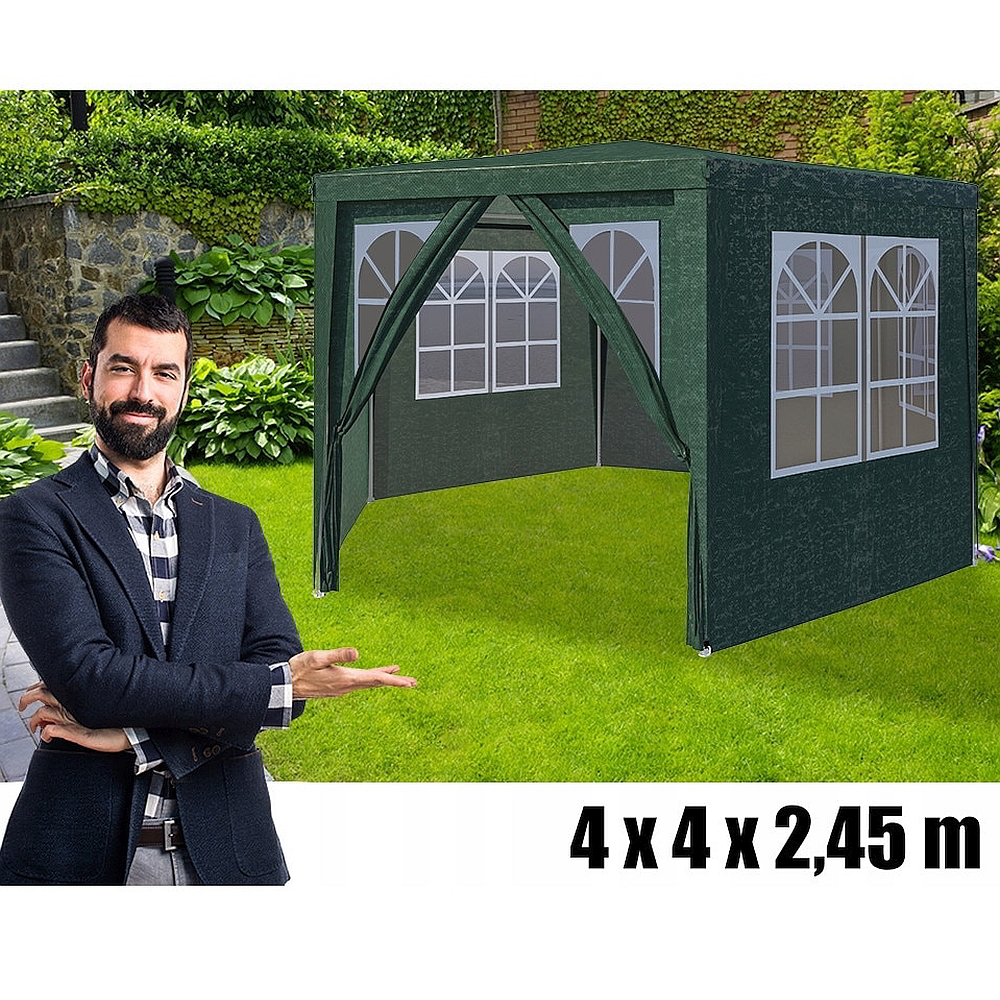 RESIGILAT - Cort Pavilion Hexagonal cu Diametru 4m, 6 Pereti Laterali, Usa si Ferestre pentru Petrecere, Evenimente, Curte sau Gradina