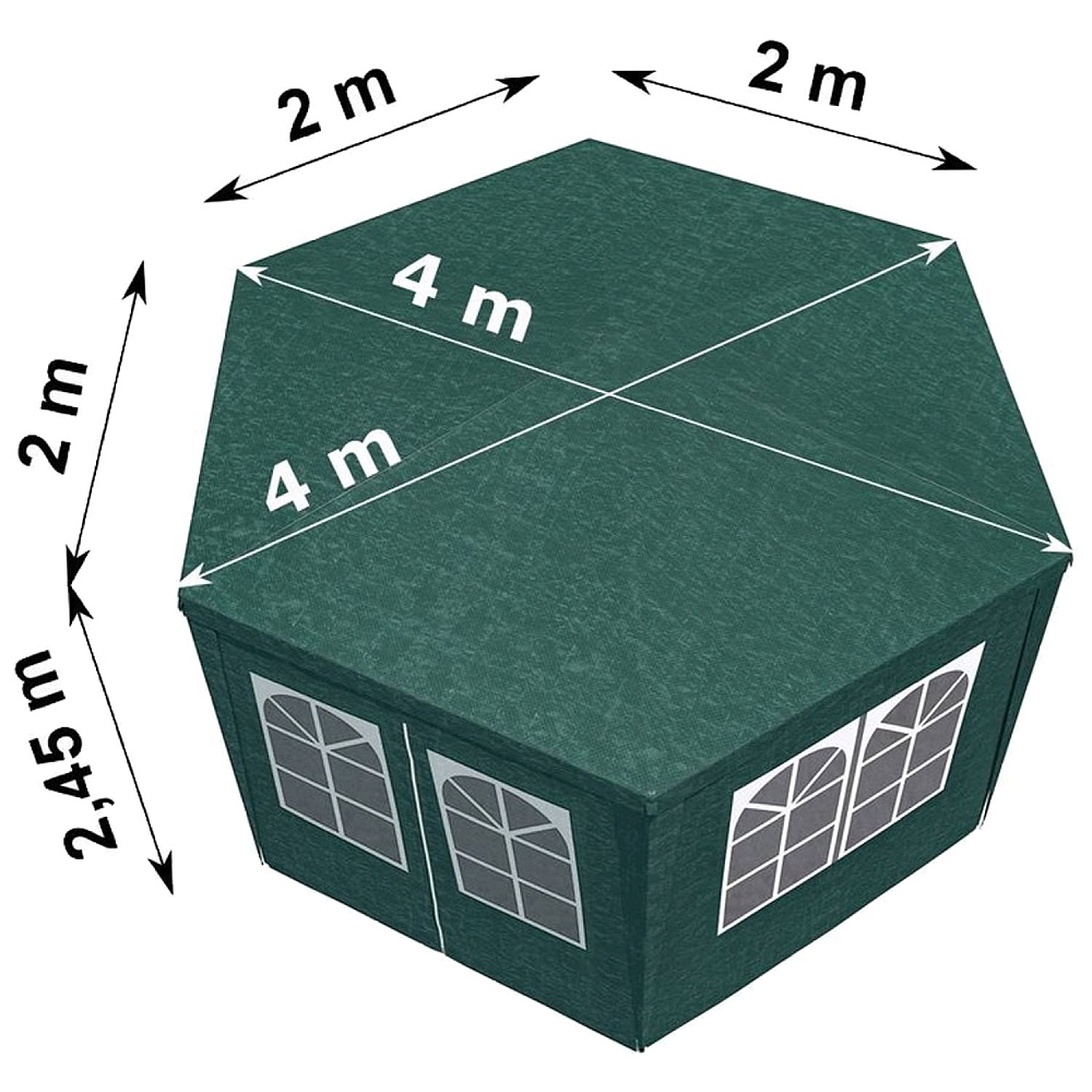 RESIGILAT - Cort Pavilion Hexagonal cu Diametru 4m, 6 Pereti Laterali, Usa si Ferestre pentru Petrecere, Evenimente, Curte sau Gradina