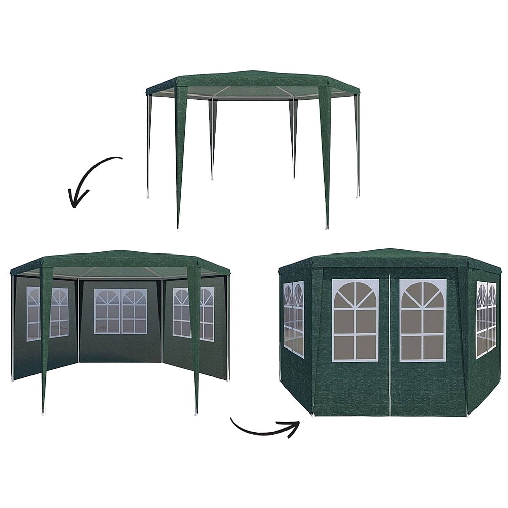 RESIGILAT - Cort Pavilion Hexagonal cu Diametru 4m, 6 Pereti Laterali, Usa si Ferestre pentru Petrecere, Evenimente, Curte sau Gradina