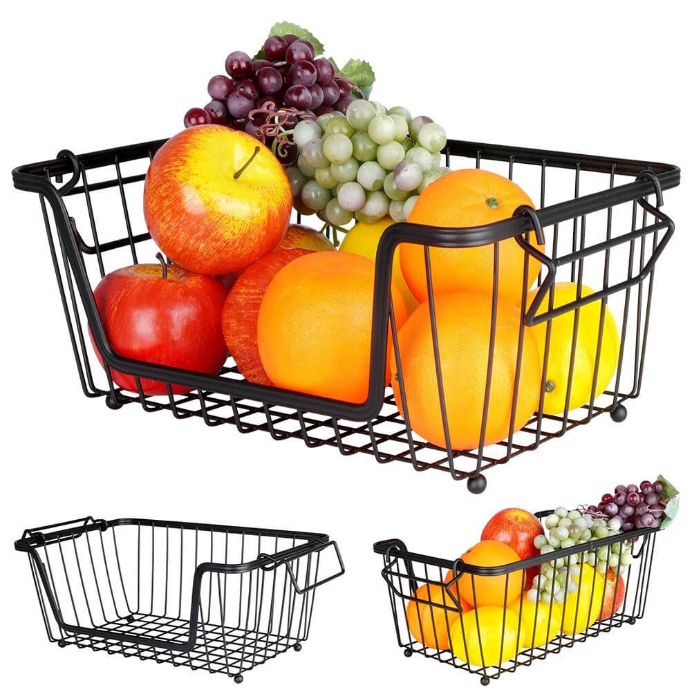 Coș pentru Fructe și Legume Metalic Negru 32x20x13,5cm Handy KitchenServ