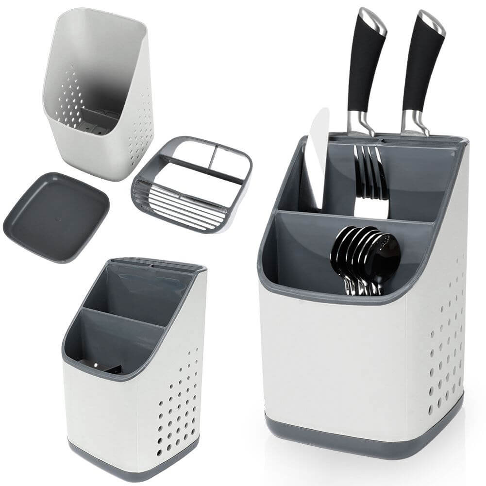 Suport pentru Tacâmuri și Ustensile de Bucătărie Alb 14x14x23cm Handy KitchenServ