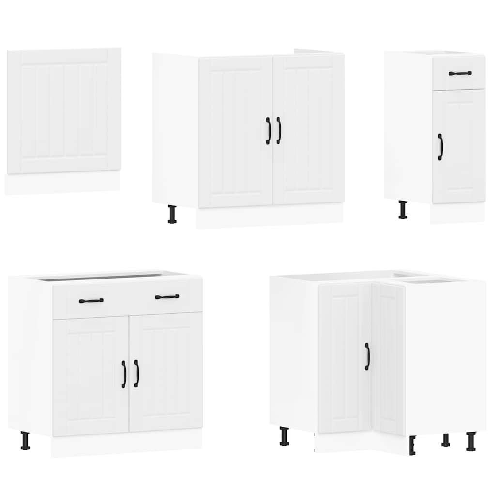 Set dulap de bucătărie din 11 piese „Lucca” Lemn prelucrat alb GartenMobel Dekor