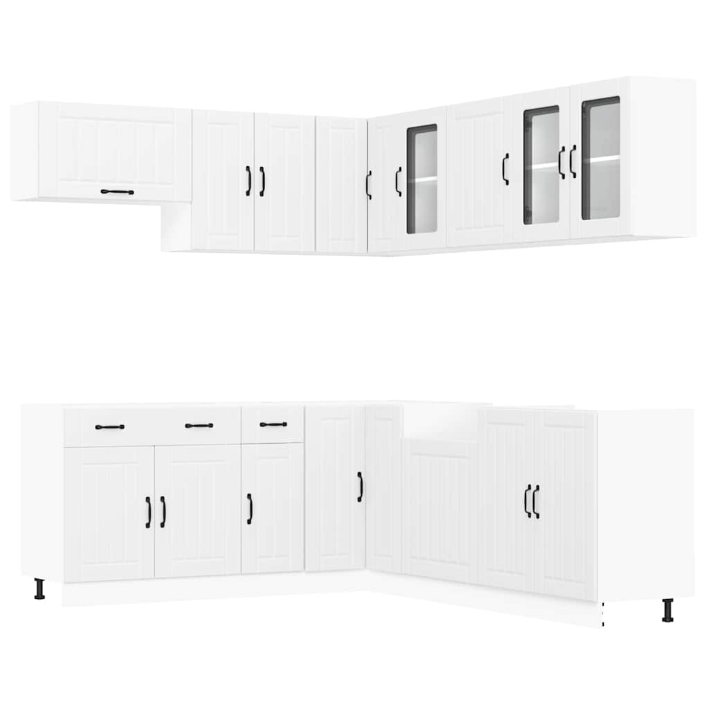 Set dulap de bucătărie din 11 piese „Lucca” Lemn prelucrat alb GartenMobel Dekor