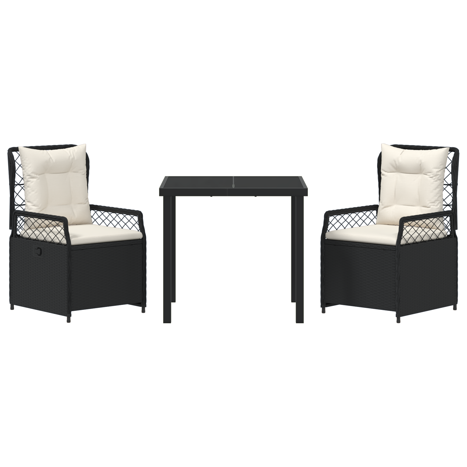Set de 3 Bucăți Mobilier de Grădină Negru Poliratan GartenMobel Dekor