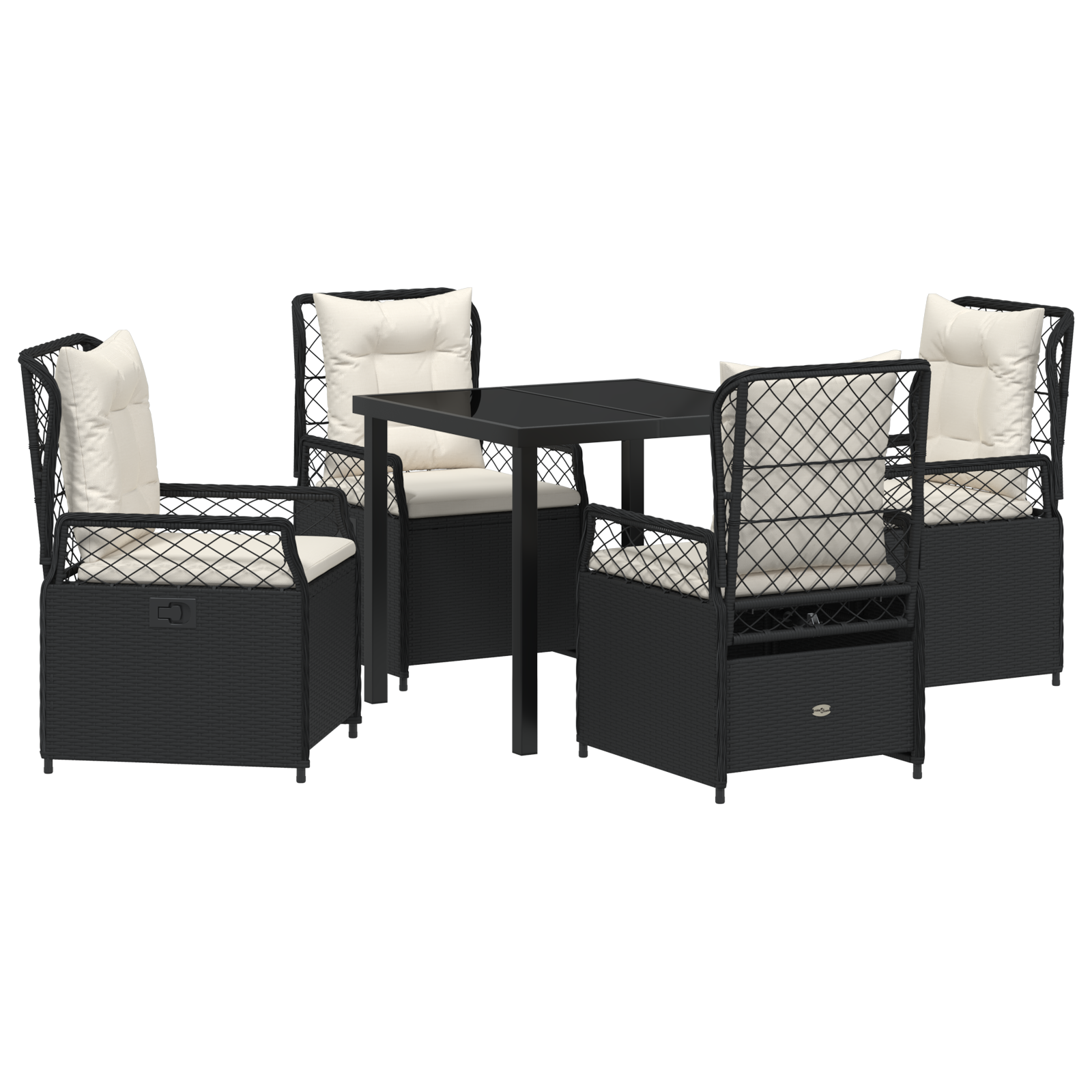 Set de 5 Mese de Grădină Negru Poliratan GartenMobel Dekor