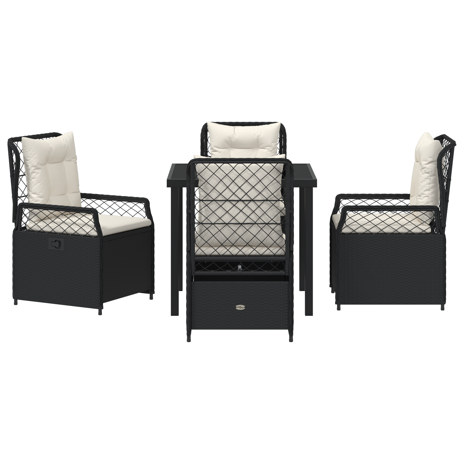 Set de 5 Mese de Grădină Negru Poliratan GartenMobel Dekor