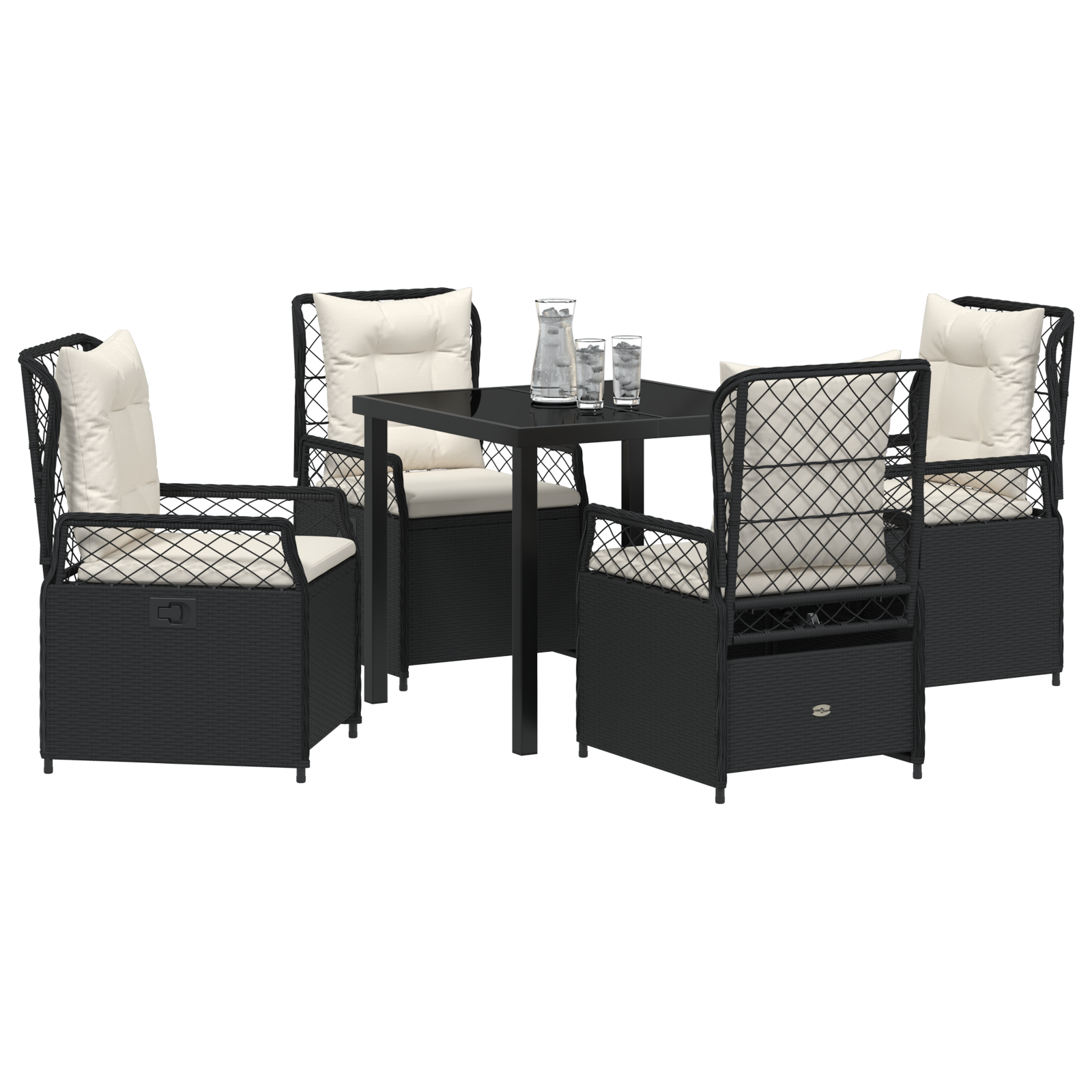 Set de 5 Mese de Grădină Negru Poliratan GartenMobel Dekor
