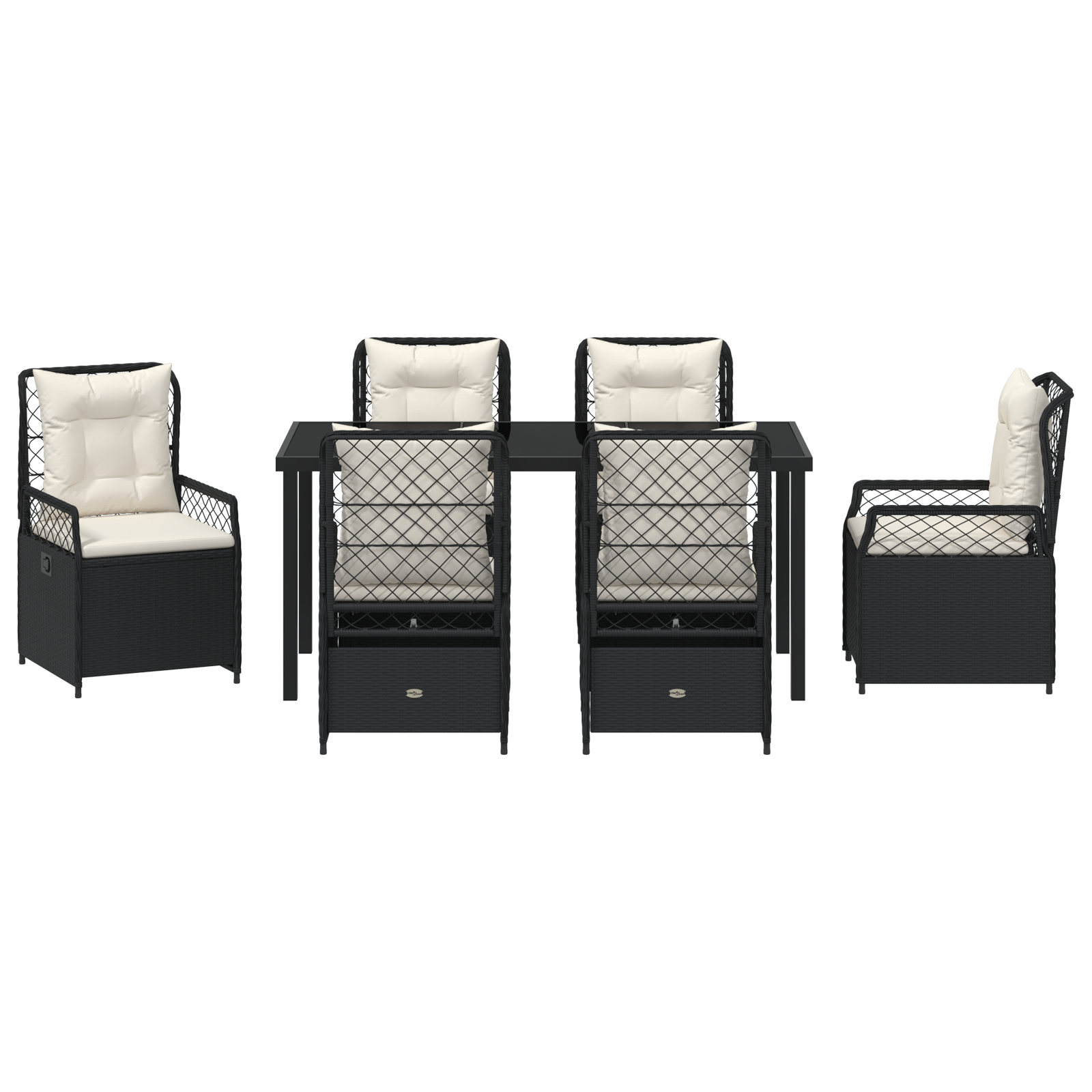 Set de Cină pentru Grădină 7 Piese Negru Rattan Polimeric GartenMobel Dekor