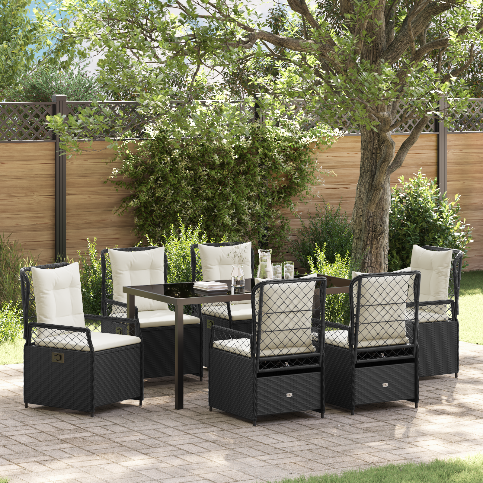 Set de Cină pentru Grădină 7 Piese Negru Rattan Polimeric GartenMobel Dekor