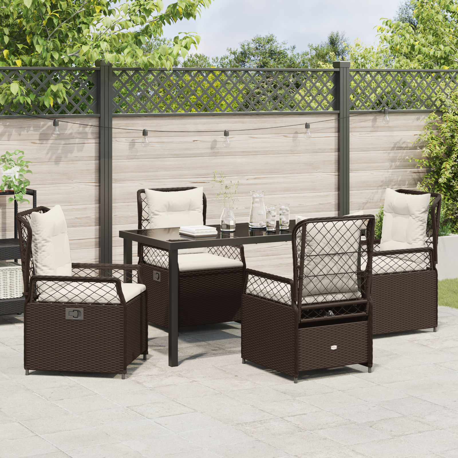 Set de Dining pentru Grădină de 5 Piese Maro Rattan Polimeric GartenMobel Dekor