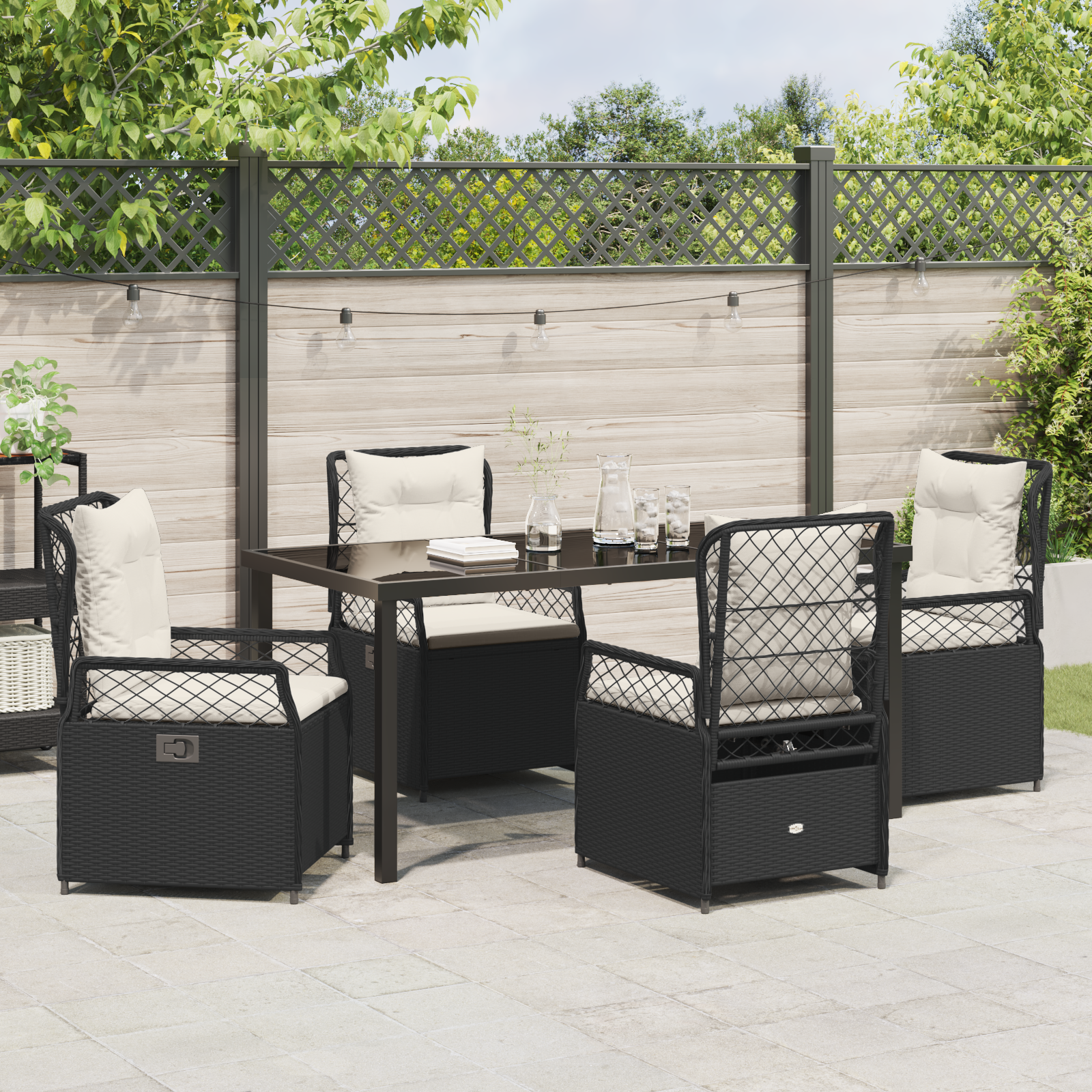 Set de dining de grădină 5 piese Negru Poliratan GartenMobel Dekor