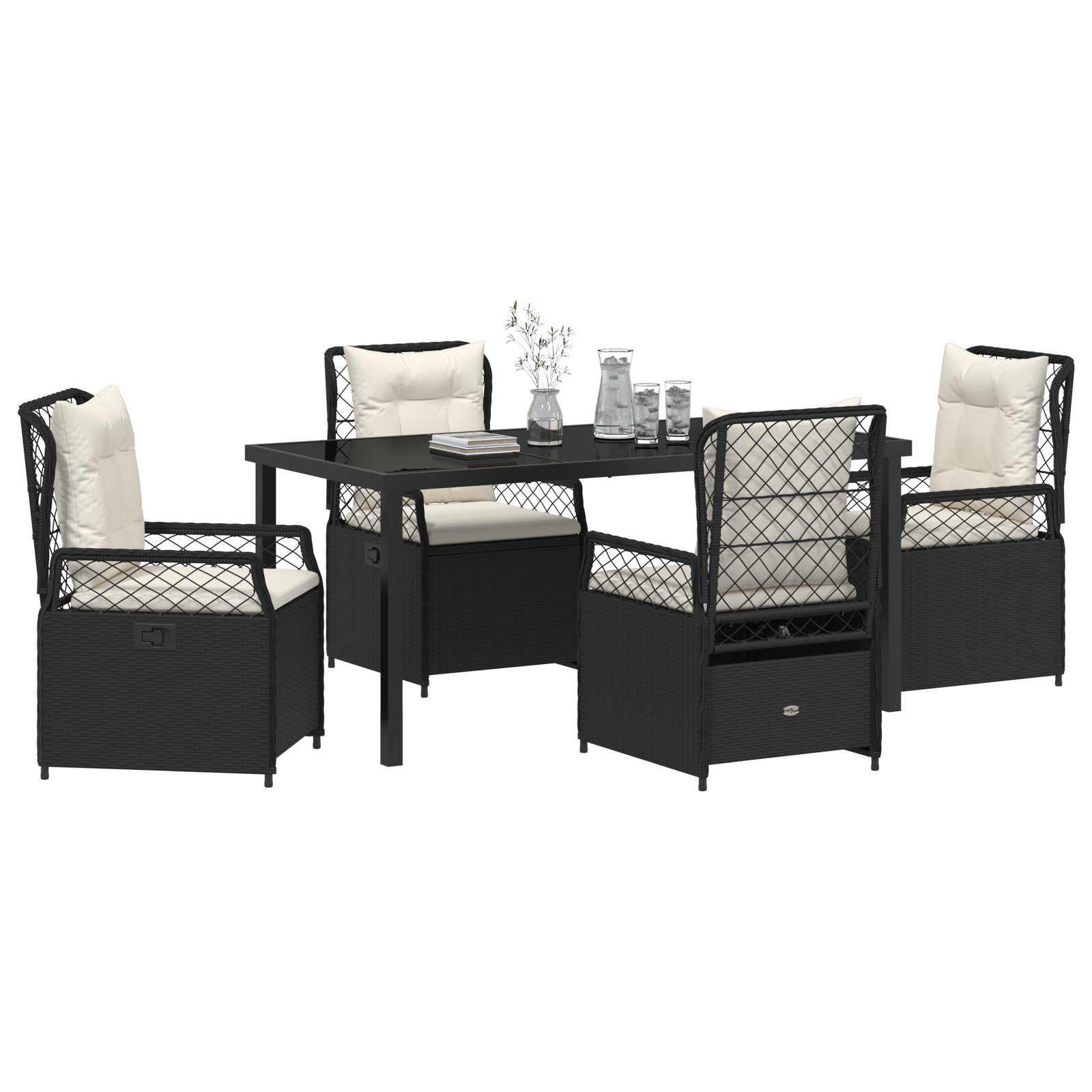 Set de dining de grădină 5 piese Negru Poliratan GartenMobel Dekor
