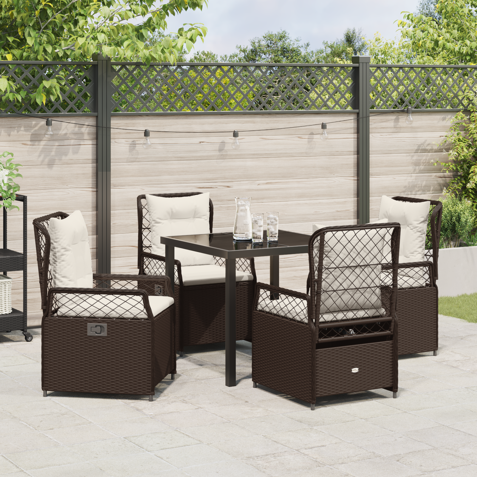 Set de dining pentru grădină din 5 piese maro din poliratan GartenMobel Dekor