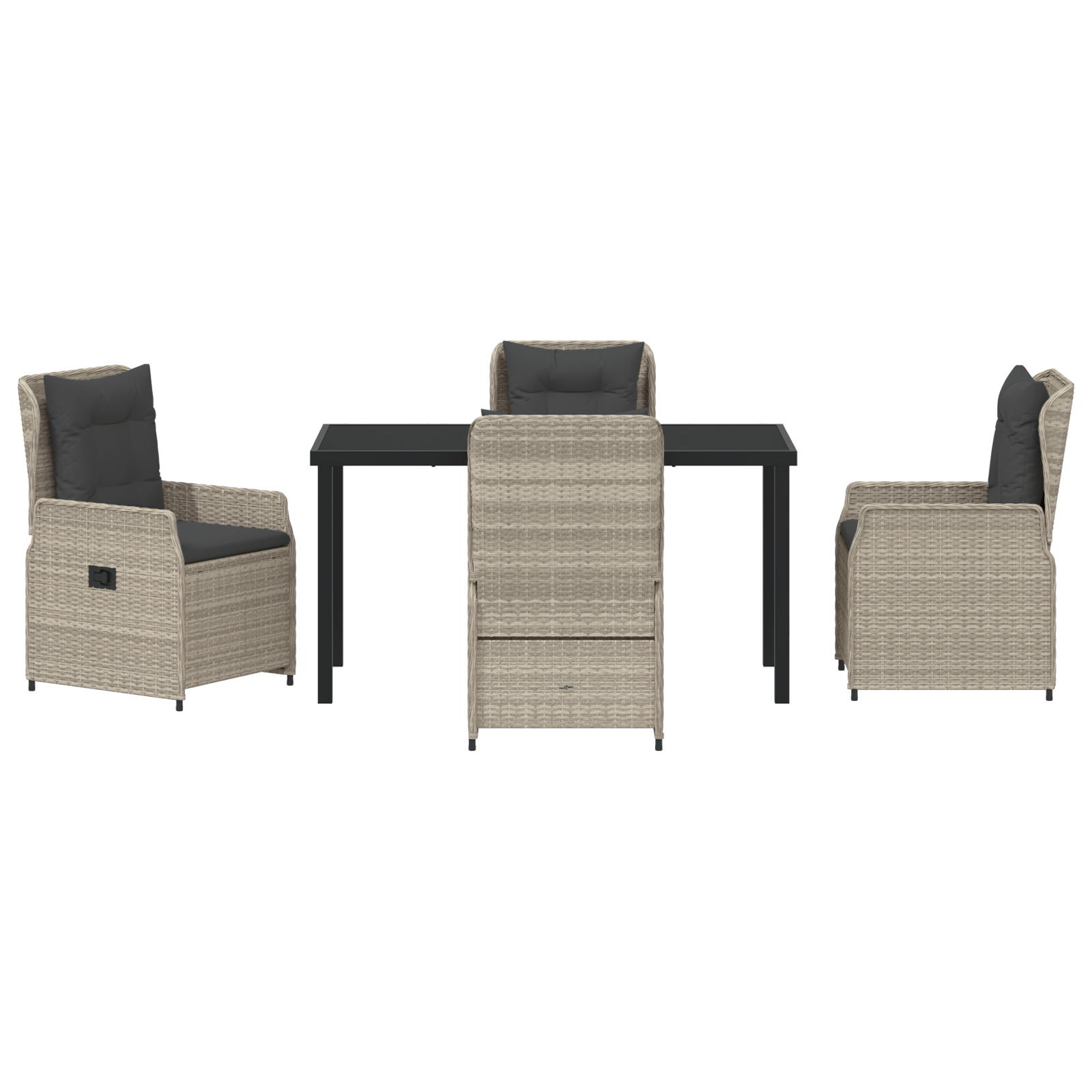 Set masă 5 piese grădină gri deschis ratan GartenMobel Dekor