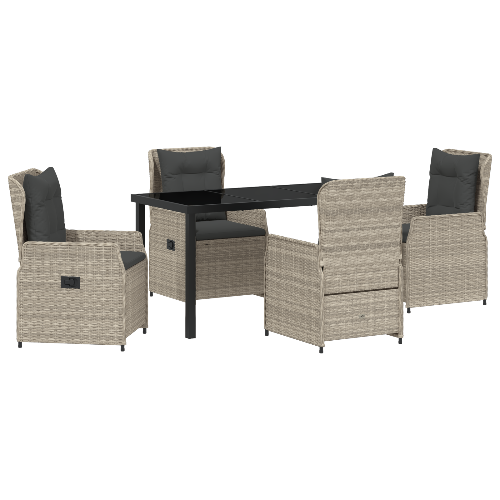 Set masă 5 piese grădină gri deschis ratan GartenMobel Dekor
