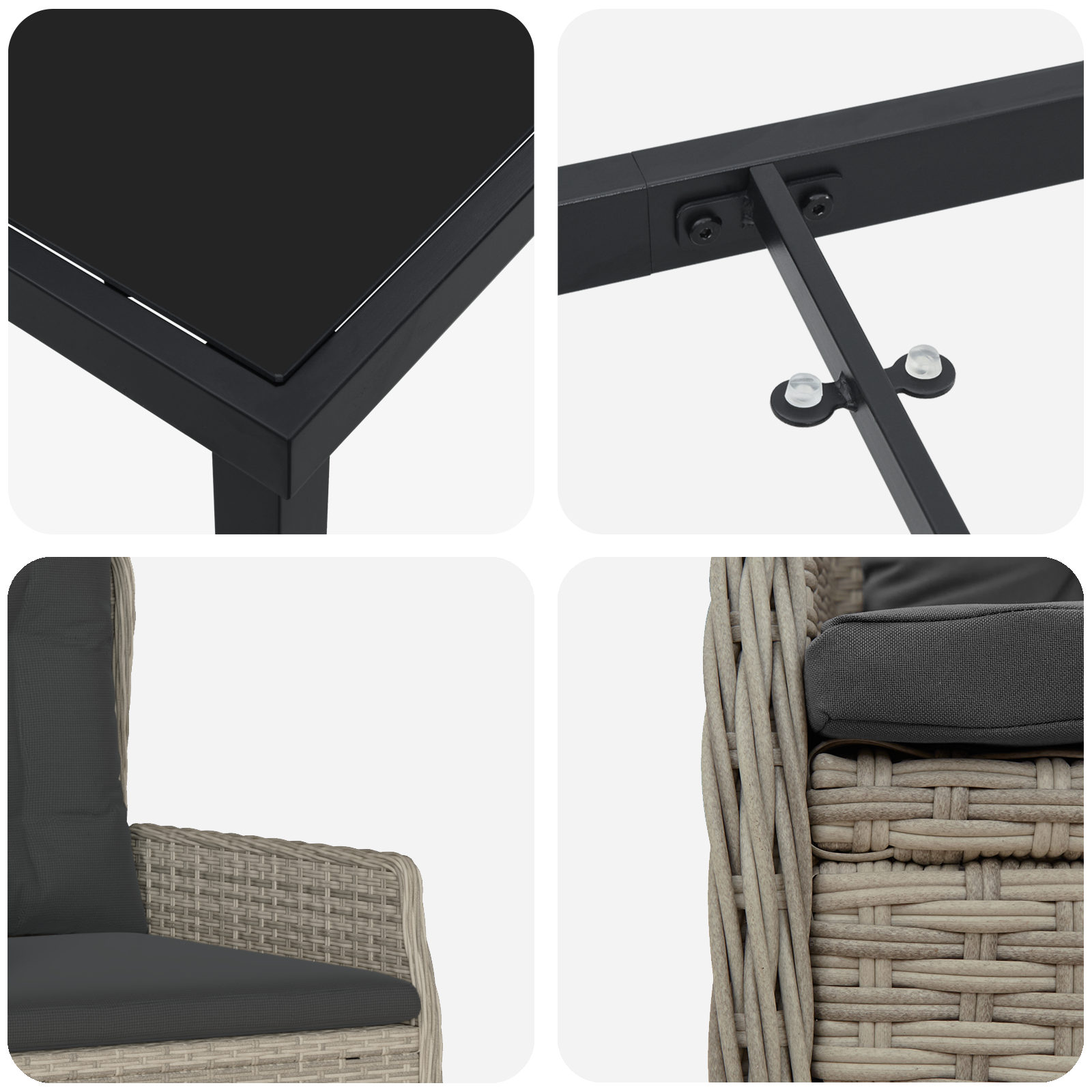Set masă 5 piese grădină gri deschis ratan GartenMobel Dekor