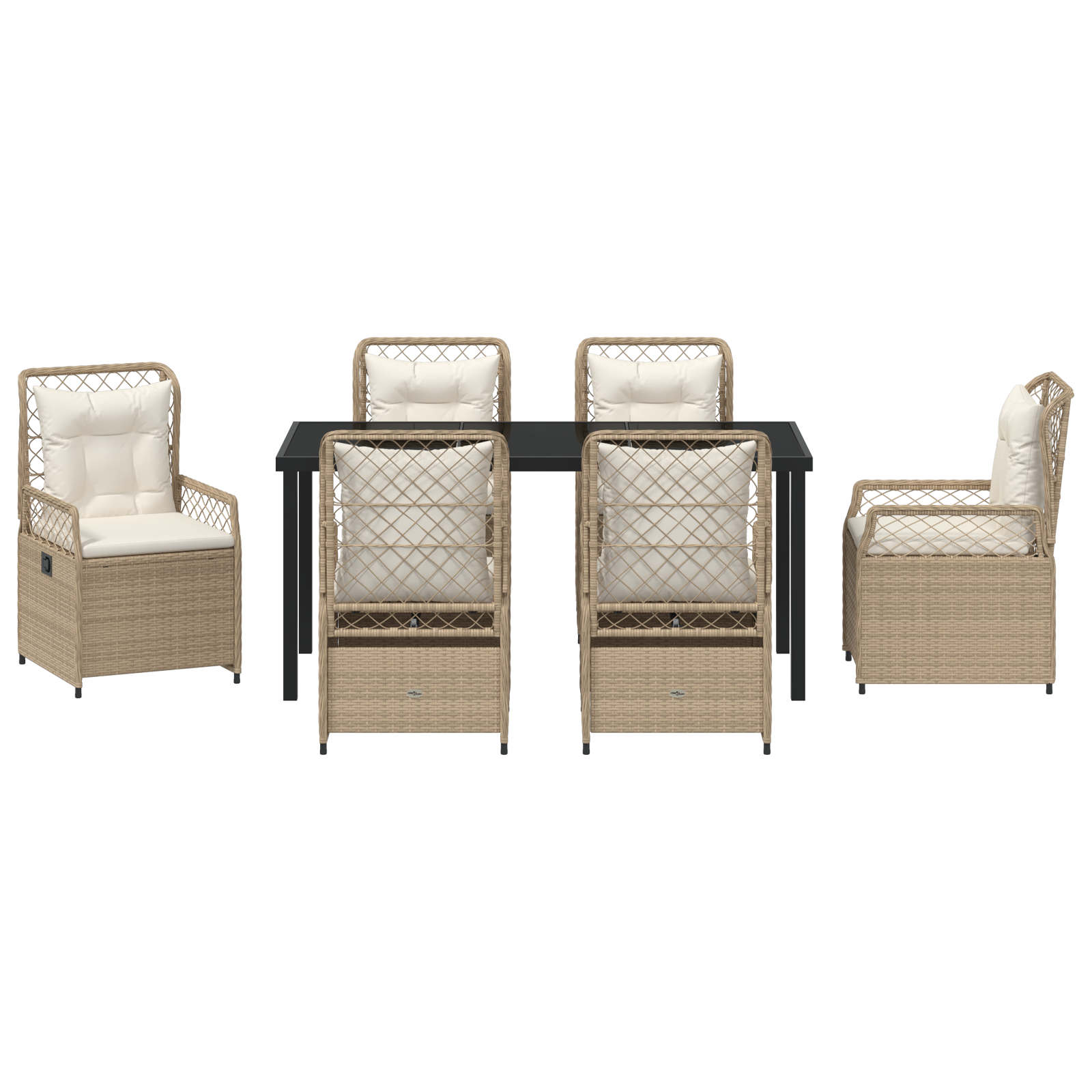 Set 7 Piese Grădină Bej Ratan Poli GartenMobel Dekor
