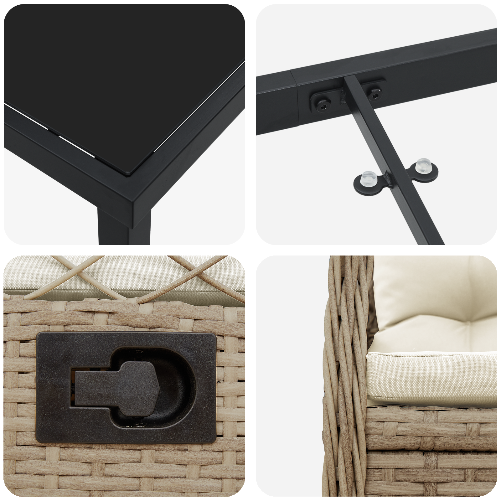 Set 7 Piese Grădină Bej Ratan Poli GartenMobel Dekor