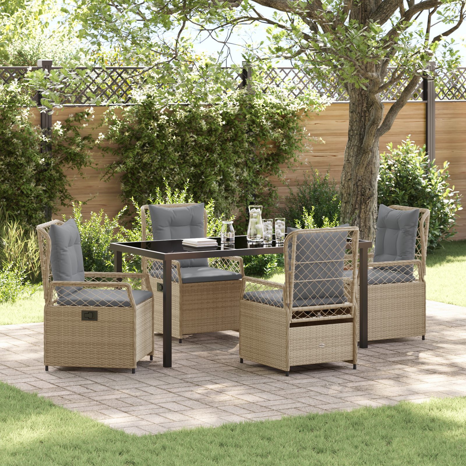 Set Dining Grădină 5 Piese Bej Poliratan GartenMobel Dekor