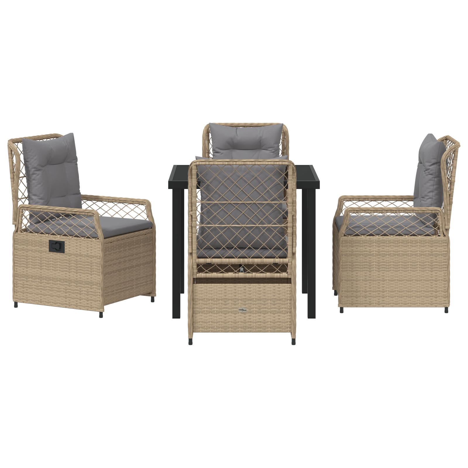 Set Masă de Grădină 5 Piese Bej Ratan Poly GartenMobel Dekor