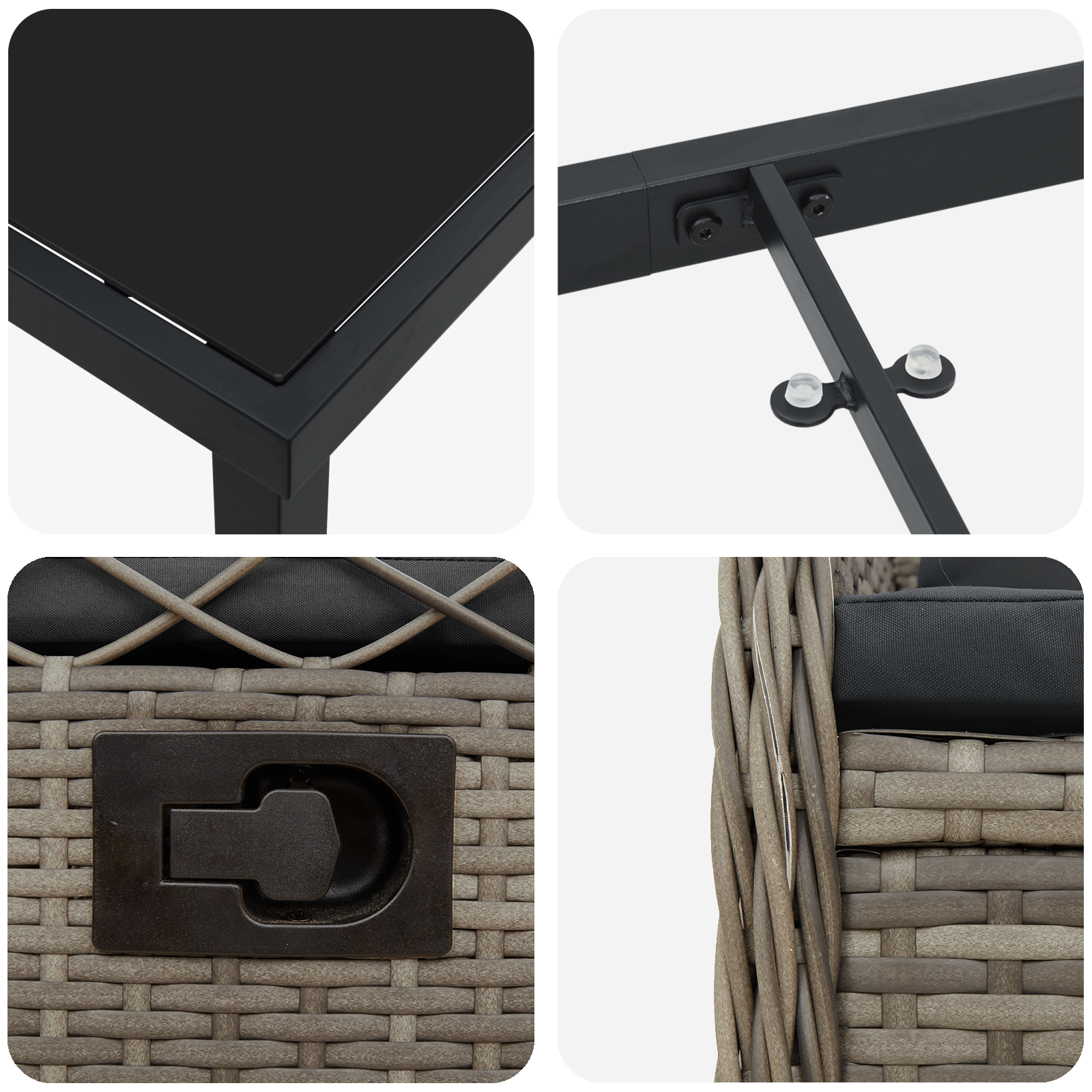Set de 7 Mobilier de Grădină Gri din Ratan Poly GartenMobel Dekor