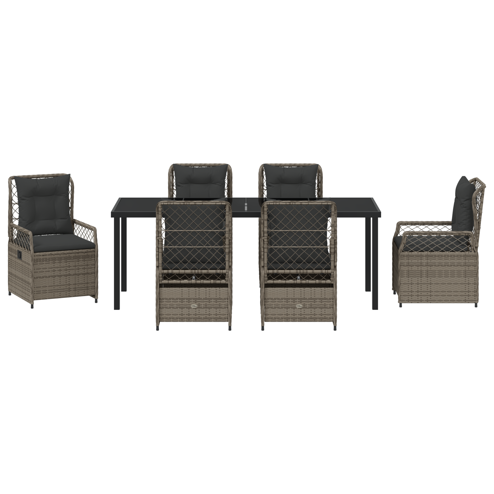 Set de 7 Mobilier de Grădină Gri din Ratan Poly GartenMobel Dekor