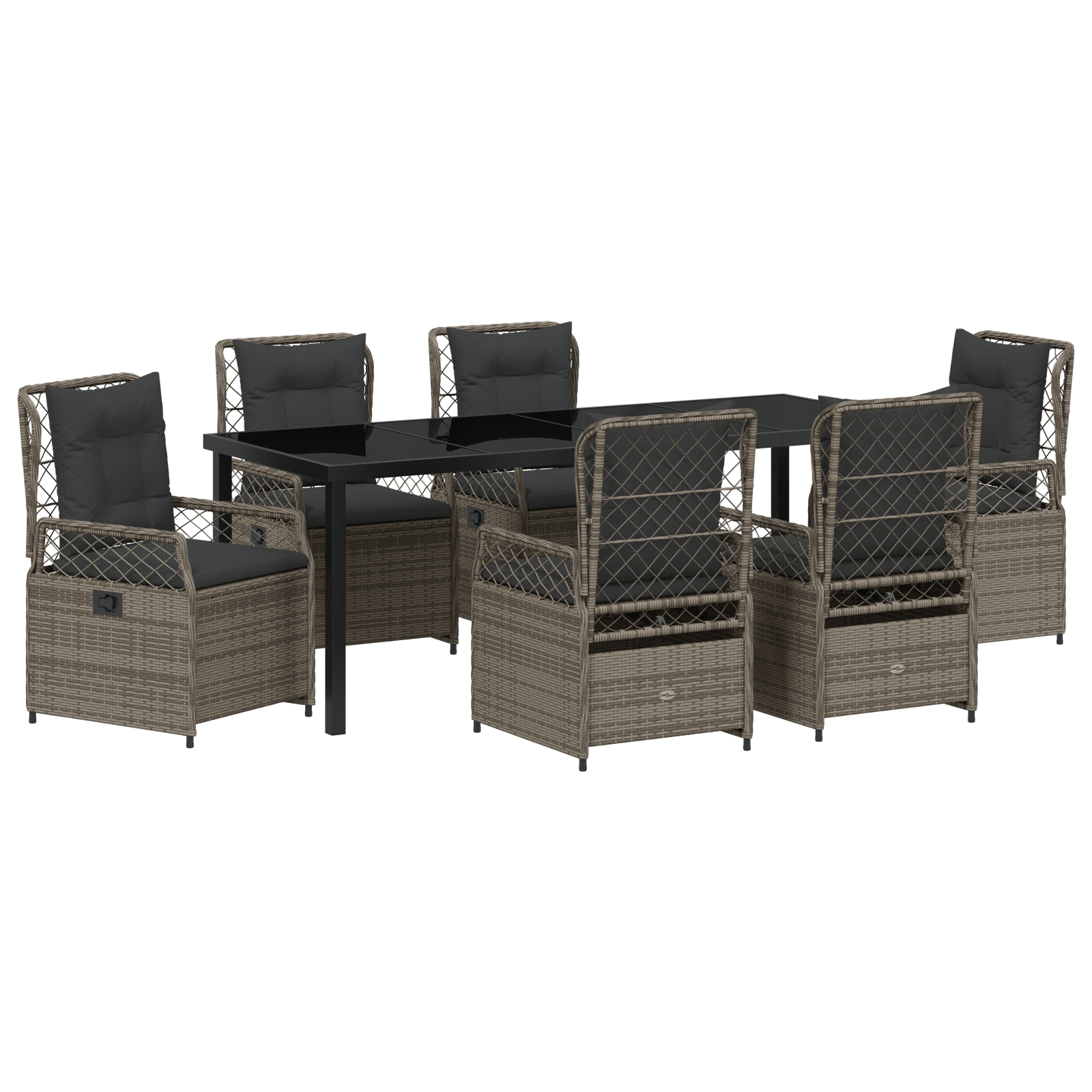 Set de 7 Mobilier de Grădină Gri din Ratan Poly GartenMobel Dekor