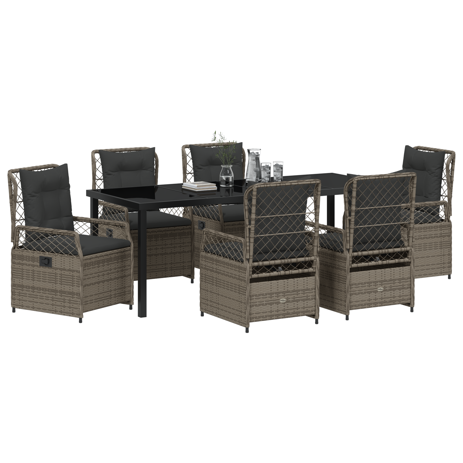 Set de 7 Mobilier de Grădină Gri din Ratan Poly GartenMobel Dekor