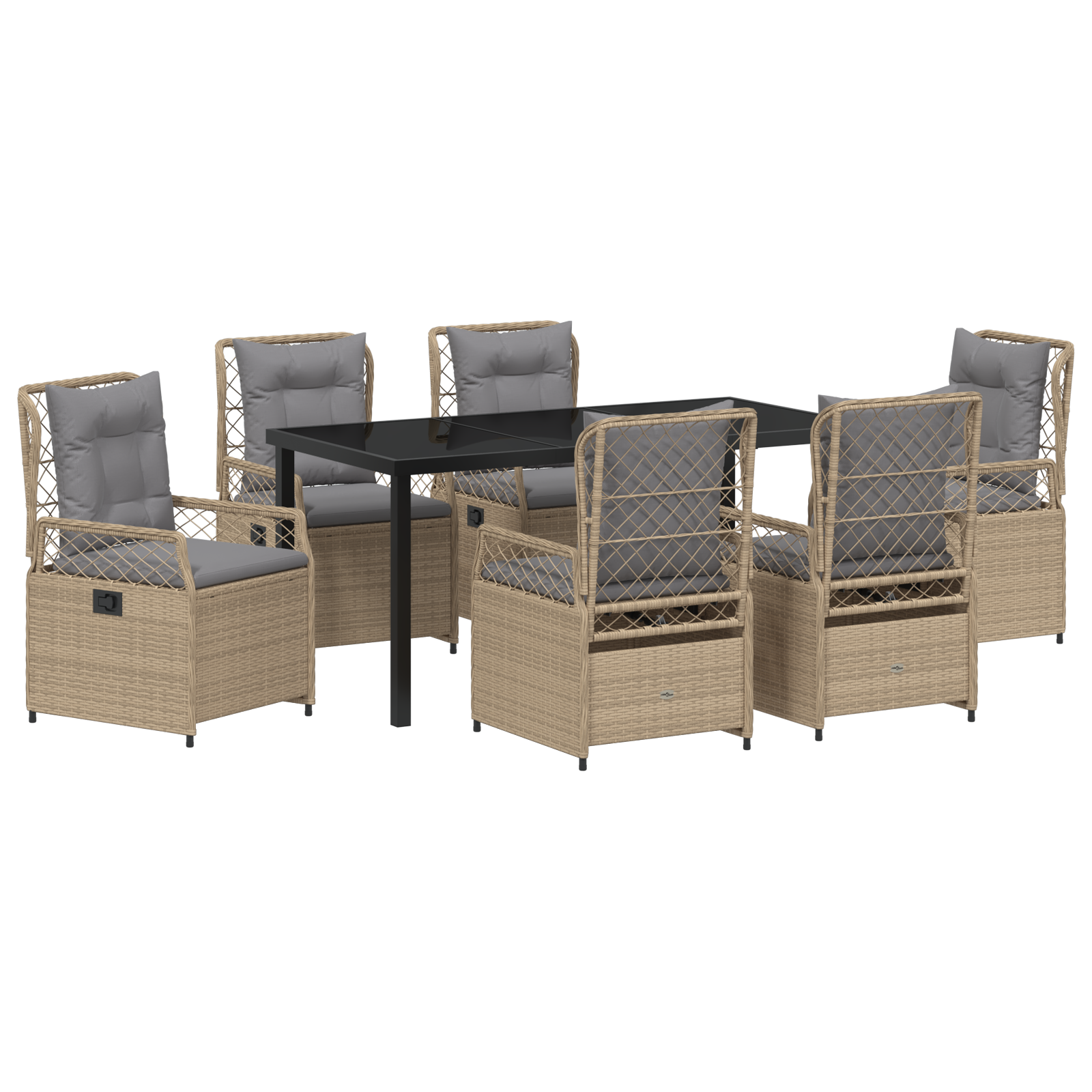 Set de Dining pentru Grădină 7 Piese Bej Poliratan GartenMobel Dekor