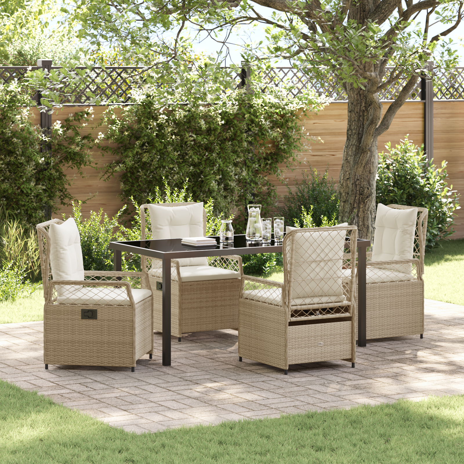 Set de Masă pentru Grădină cu 5 Piese Bej Ratan Poli GartenMobel Dekor