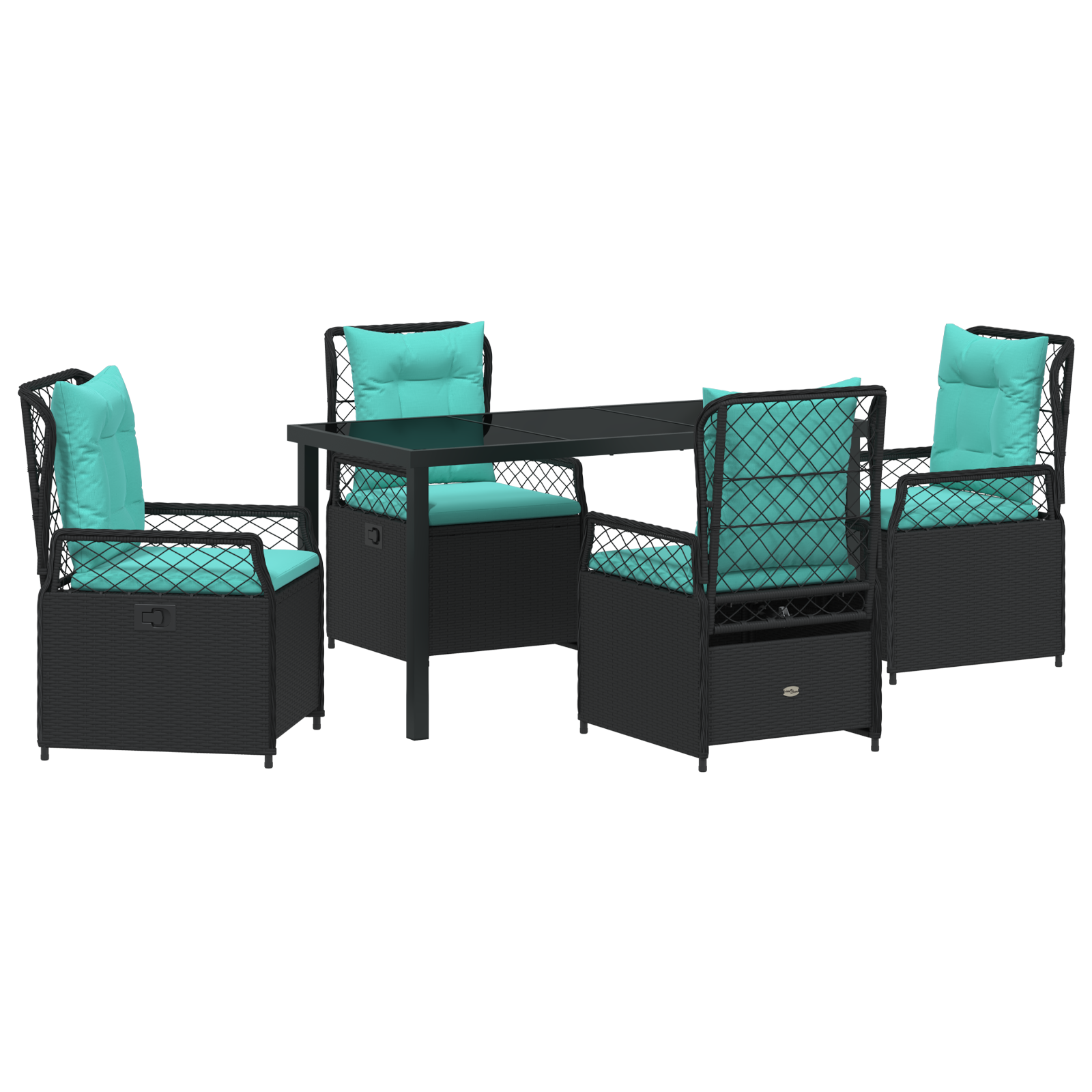 Set 5 piese masă grădină negru din ratan poli GartenMobel Dekor