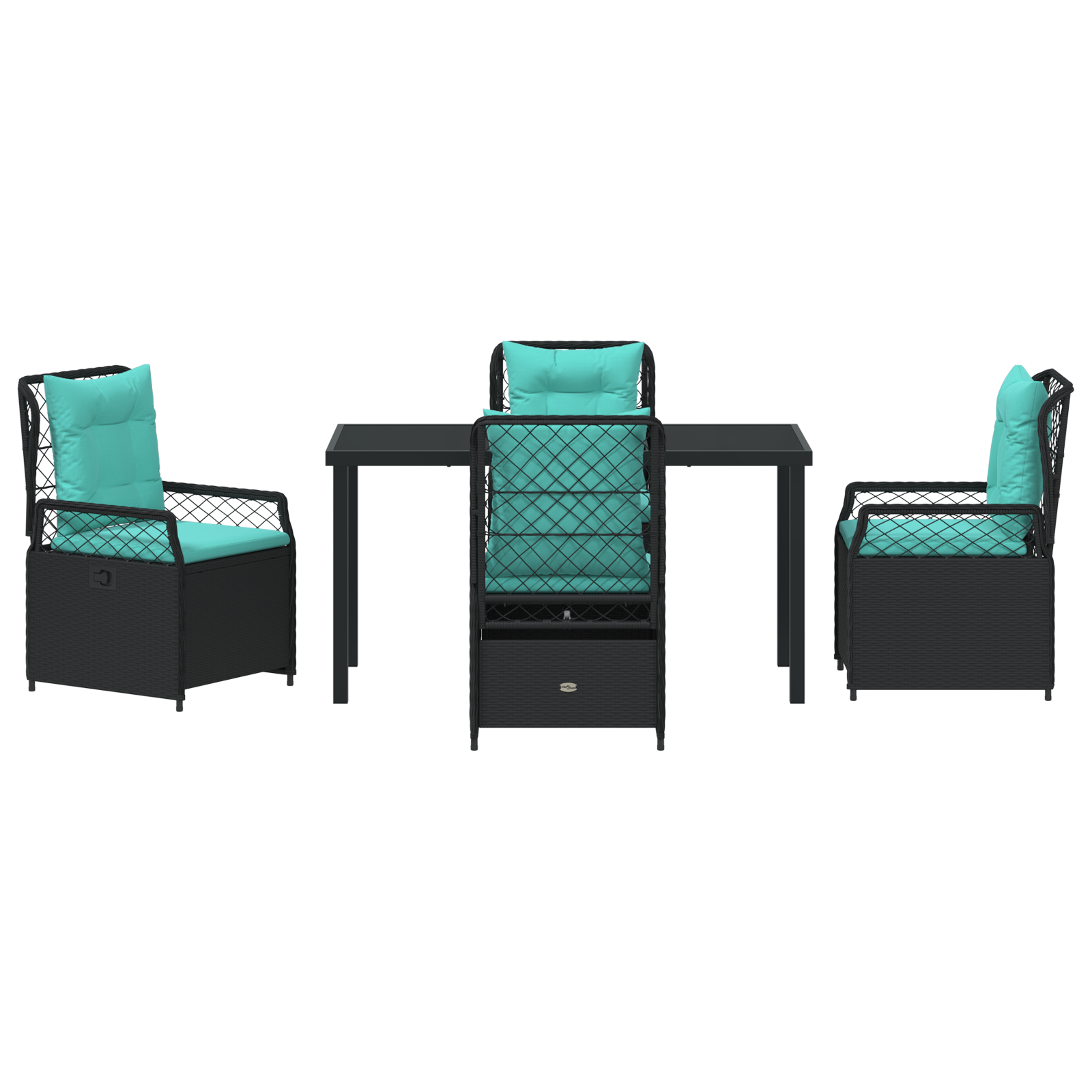 Set 5 piese masă grădină negru din ratan poli GartenMobel Dekor