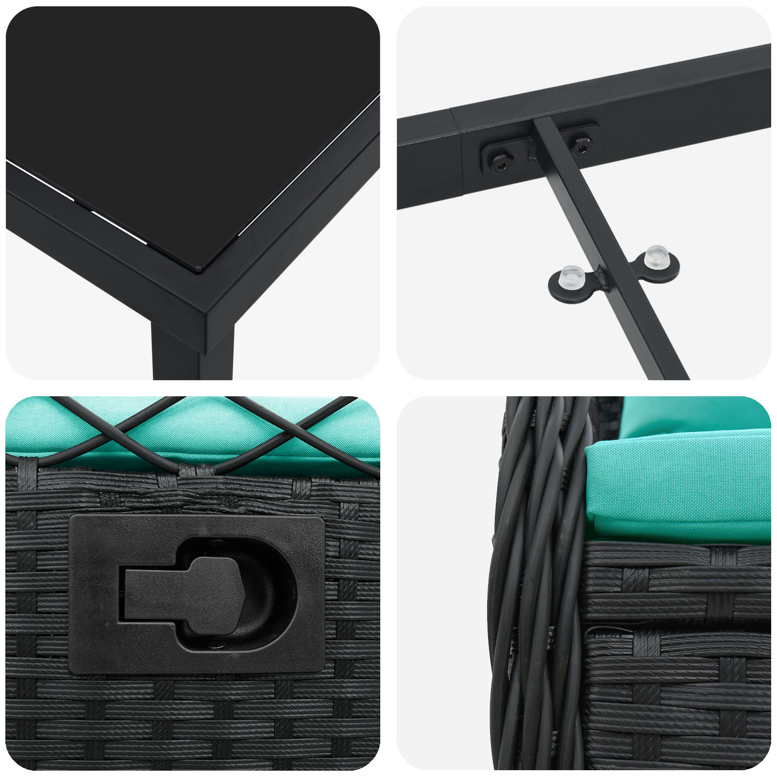 Set 5 piese masă grădină negru din ratan poli GartenMobel Dekor