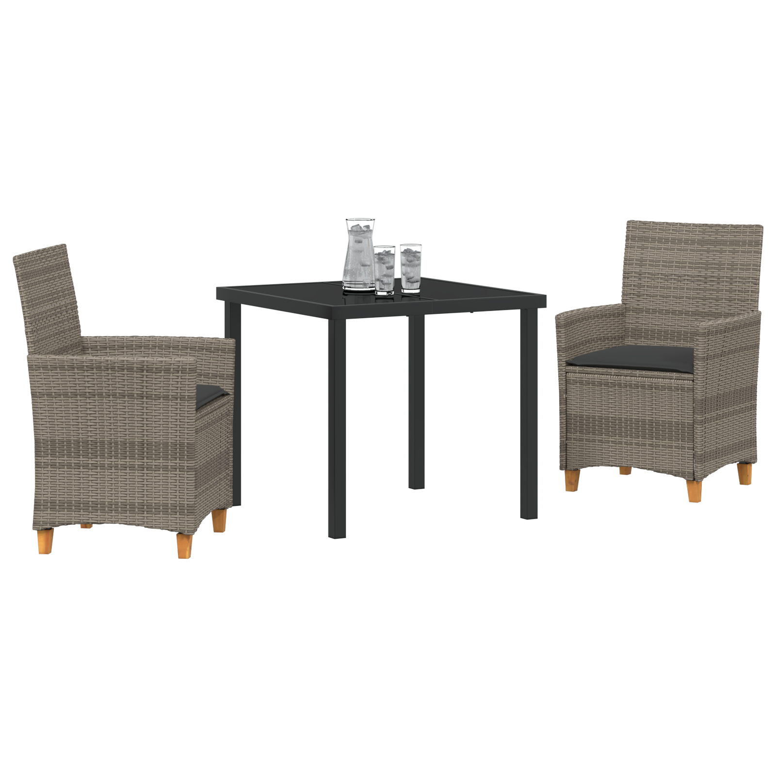 Set de Dining de Grădină cu 3 Piese cu Pernă Gri Poliratan GartenMobel Dekor