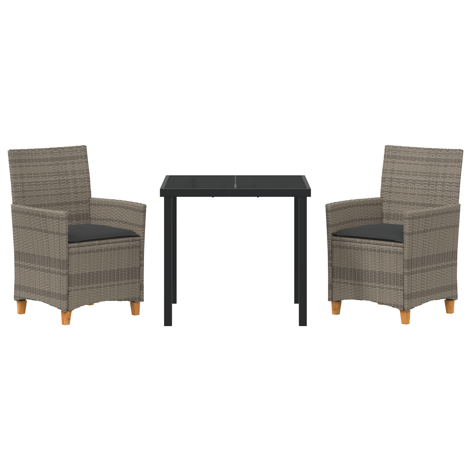 Set de Dining de Grădină cu 3 Piese cu Pernă Gri Poliratan GartenMobel Dekor